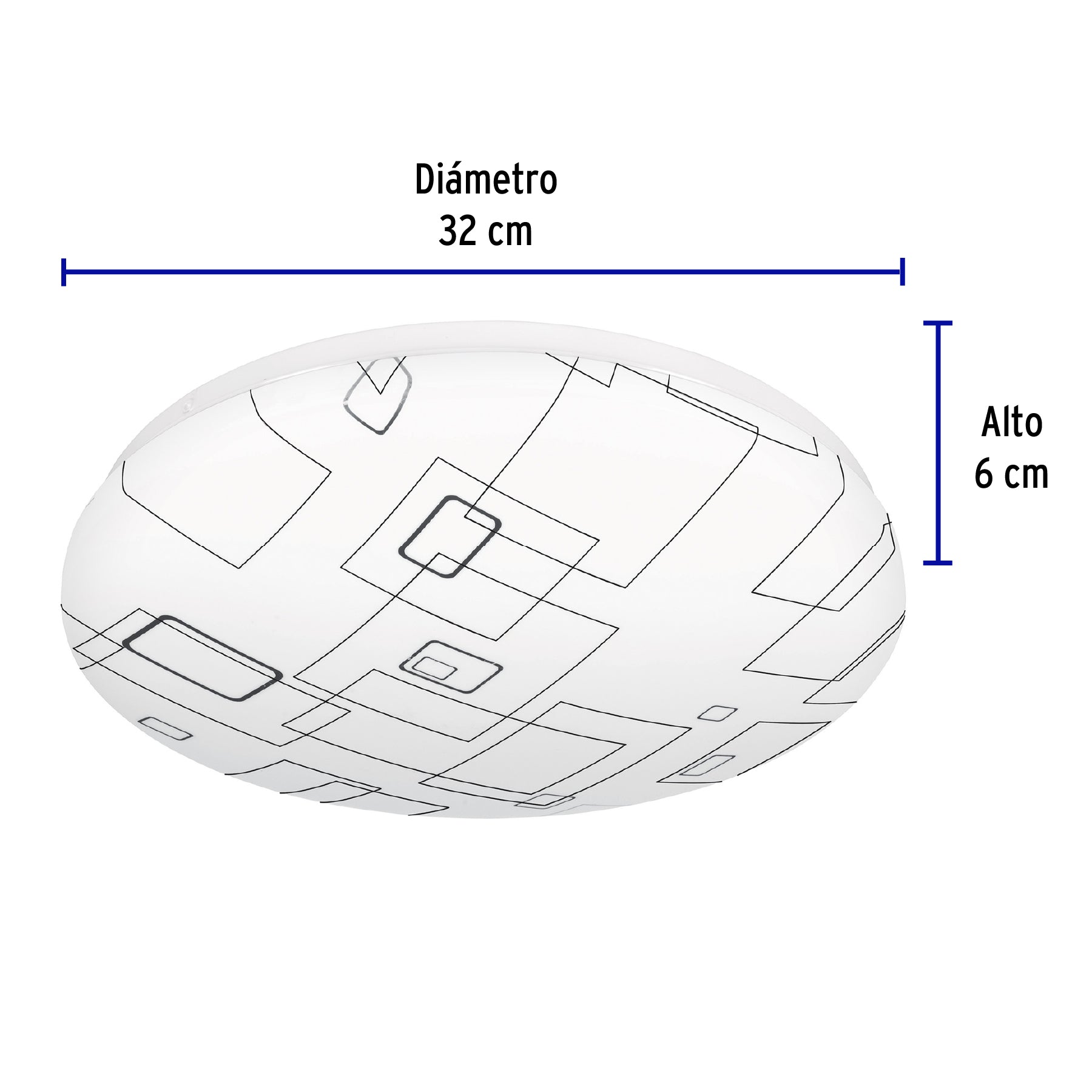 Plafón redondo, decorativo, diseño de cuadros, 18 W, LED