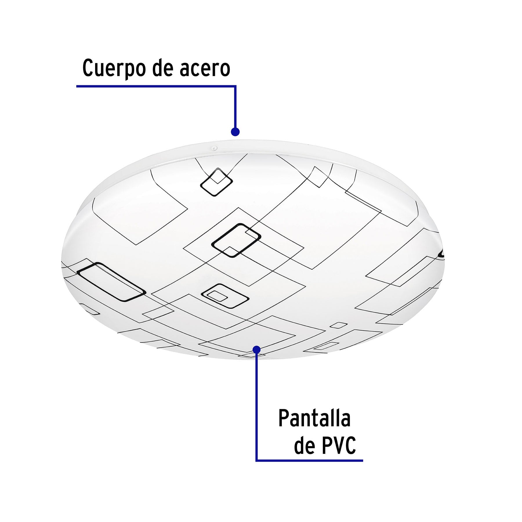 Plafón redondo, decorativo, diseño de cuadros, 22 W, LED