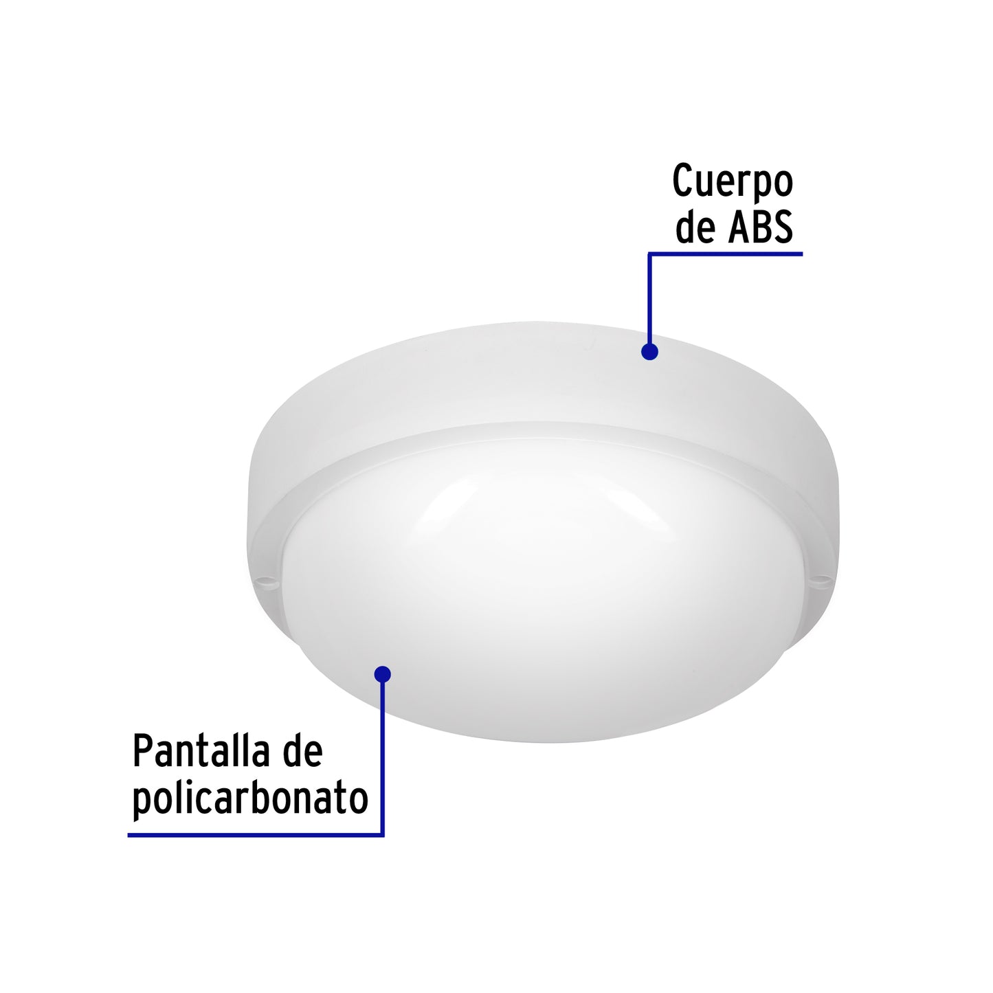 Plafón redondo, 15W, 6500K, IP54, LED