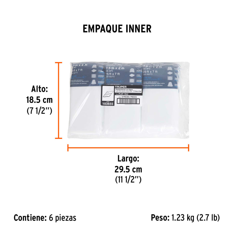 Plastiprotector 7.5 x 2 m, uso ligero, Truper