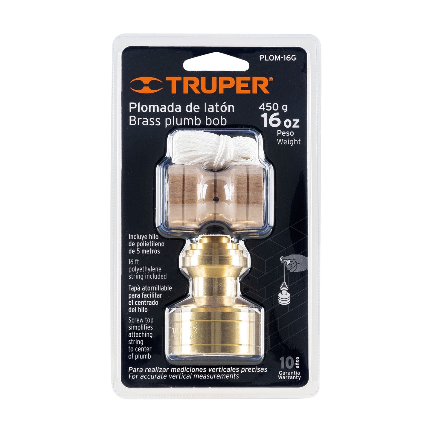 Plomada de latón tipo Guatemala, 16 oz