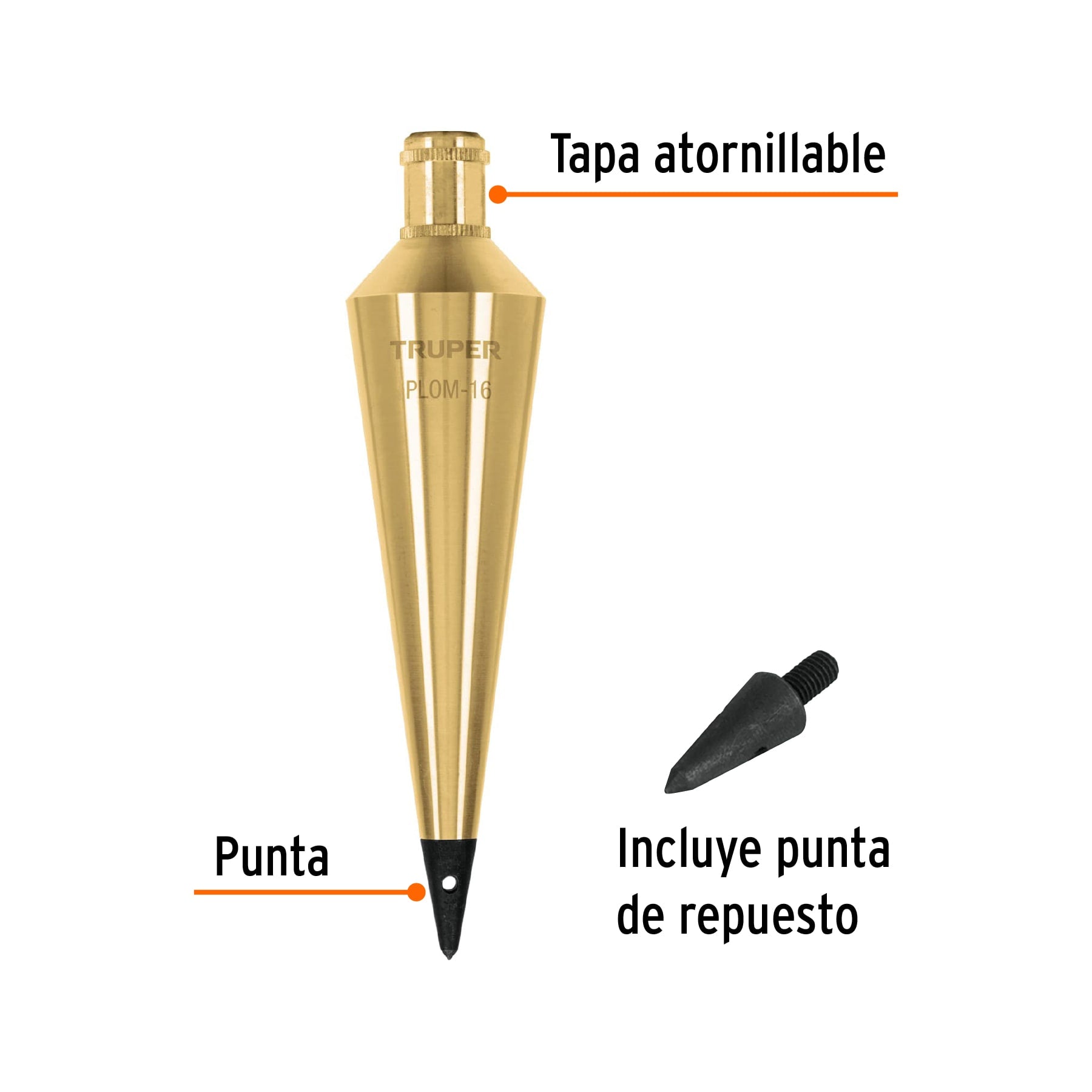 Plomada de latón, 16 oz