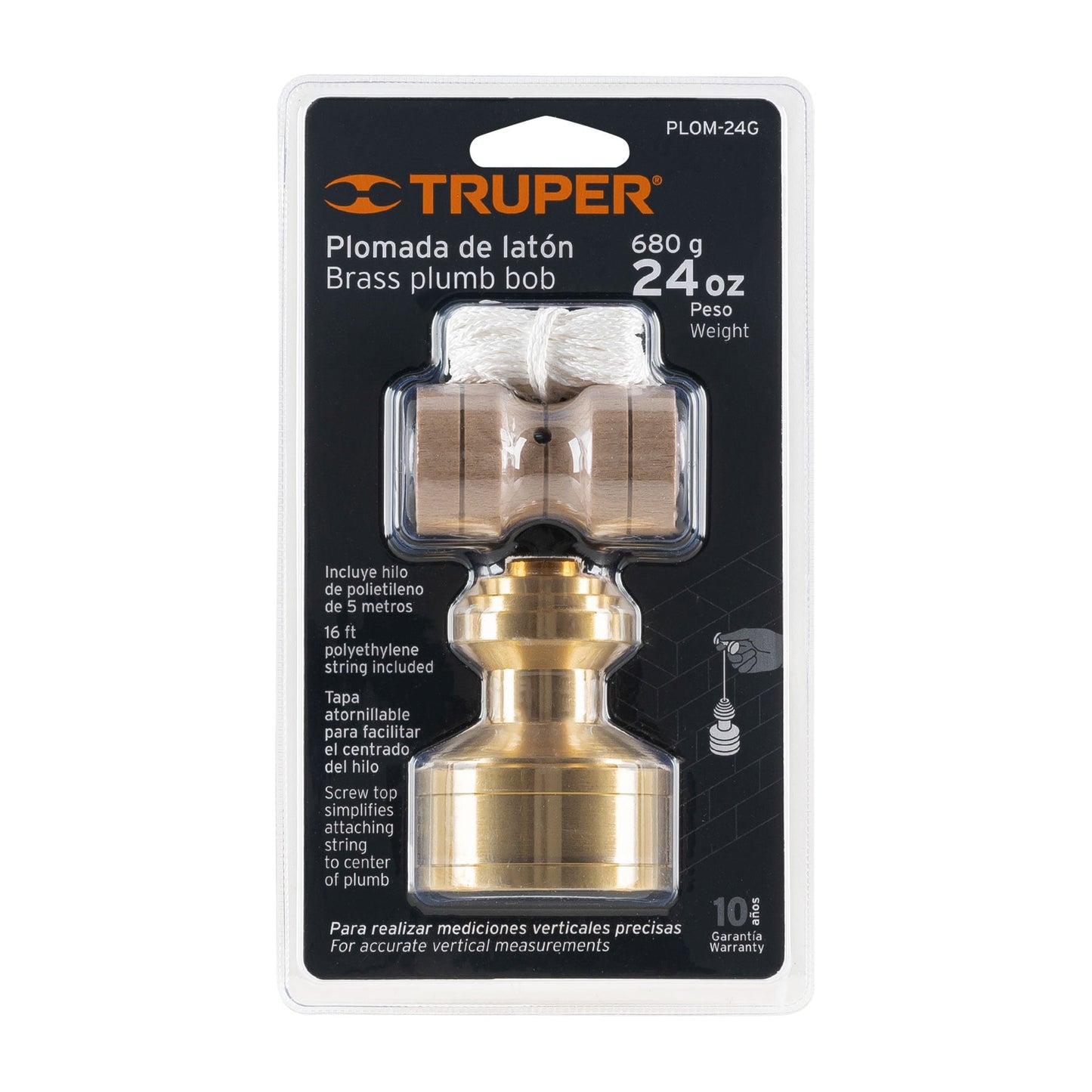 Plomada de latón tipo Guatemala, 24 oz