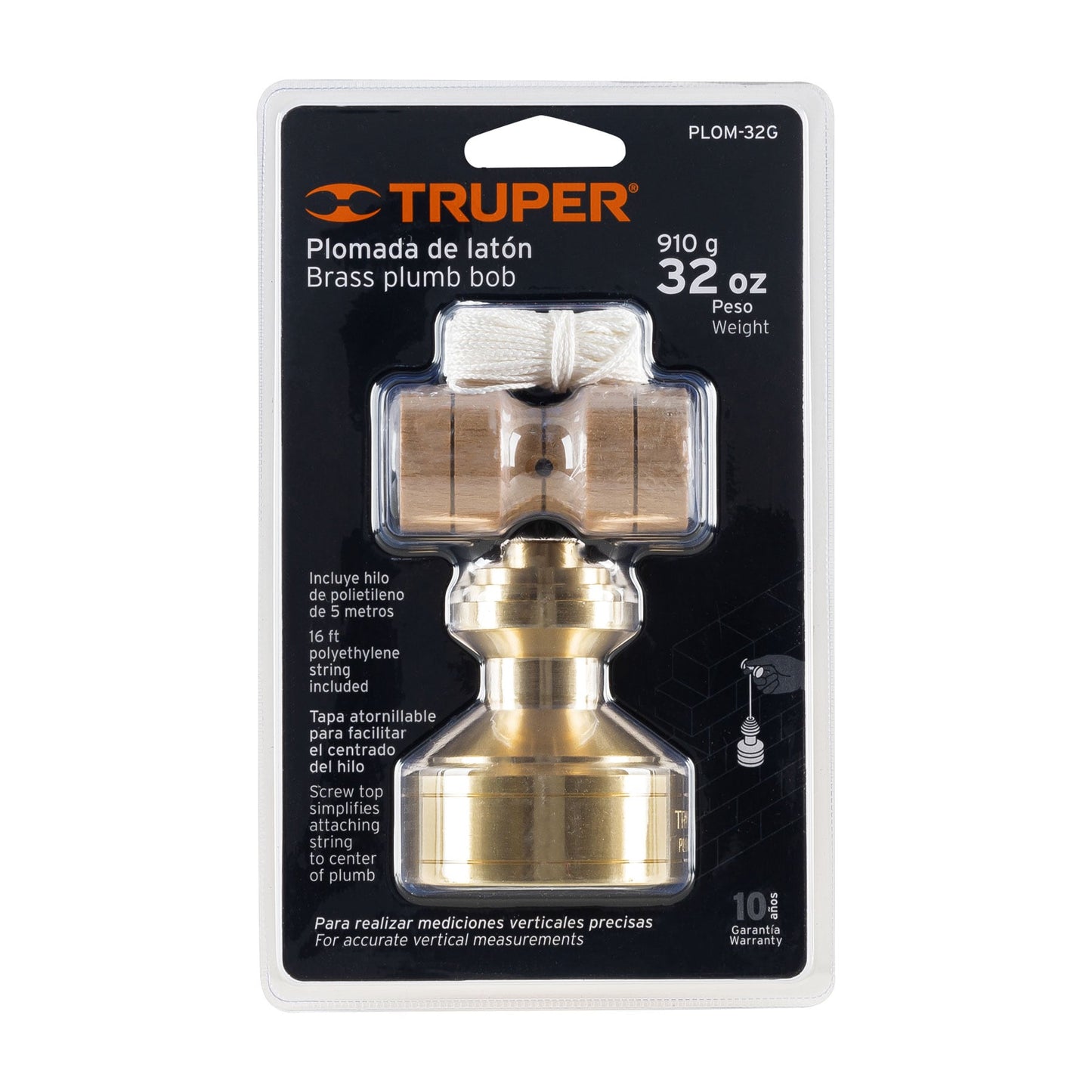 Plomada de latón tipo Guatemala, 32 oz