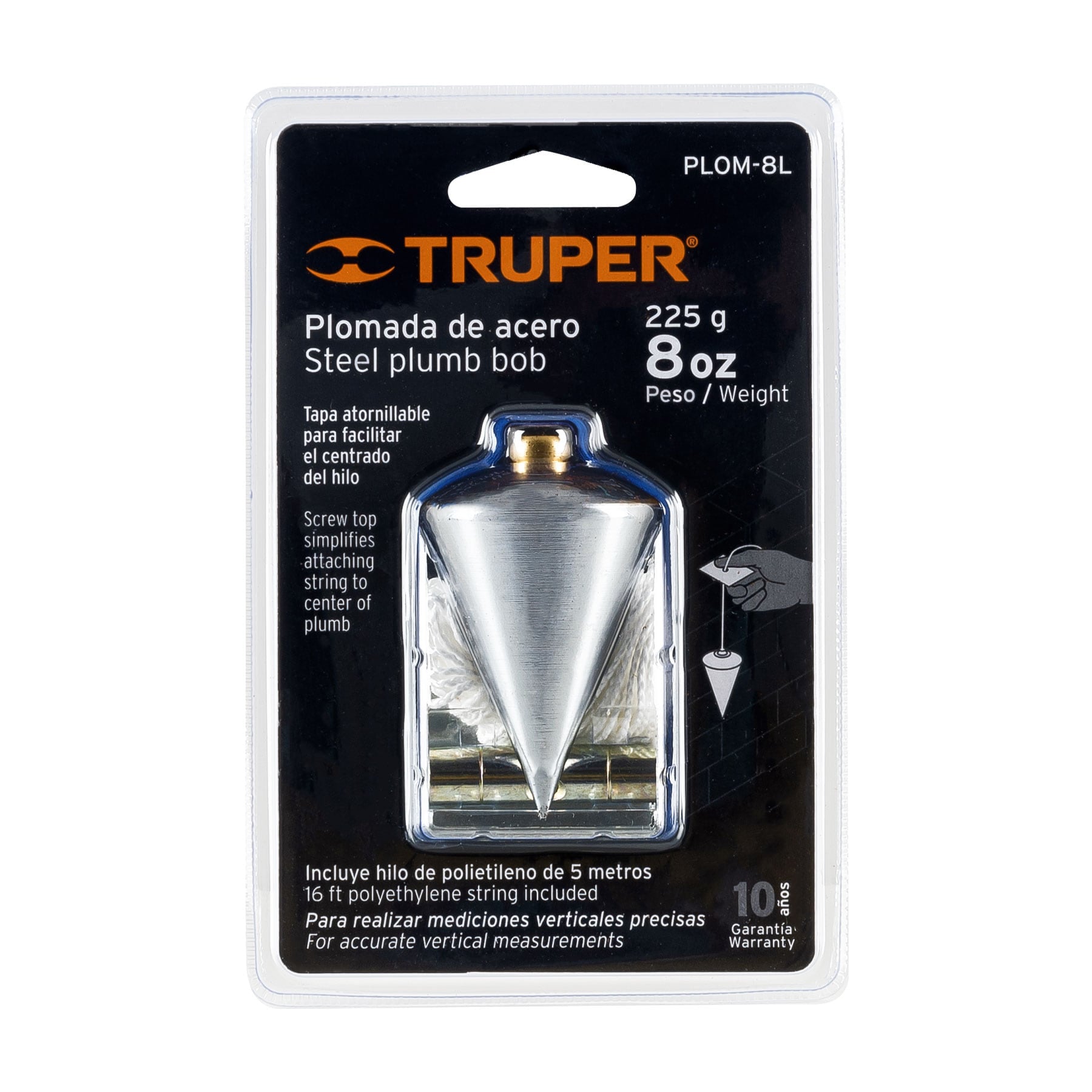 Plomada de acero, 8 oz