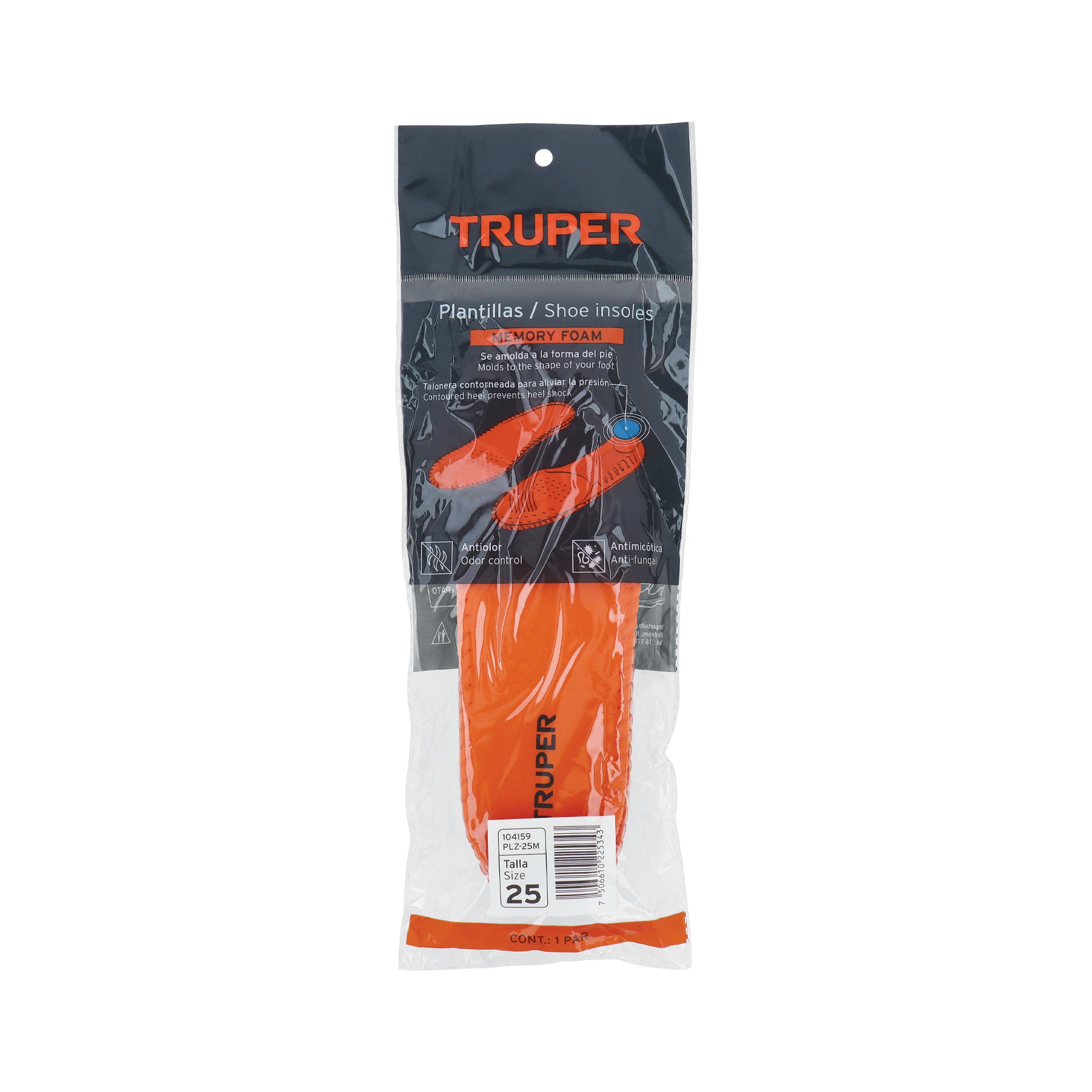 Bolsa con par de plantillas memory foam p/zapato talla 25