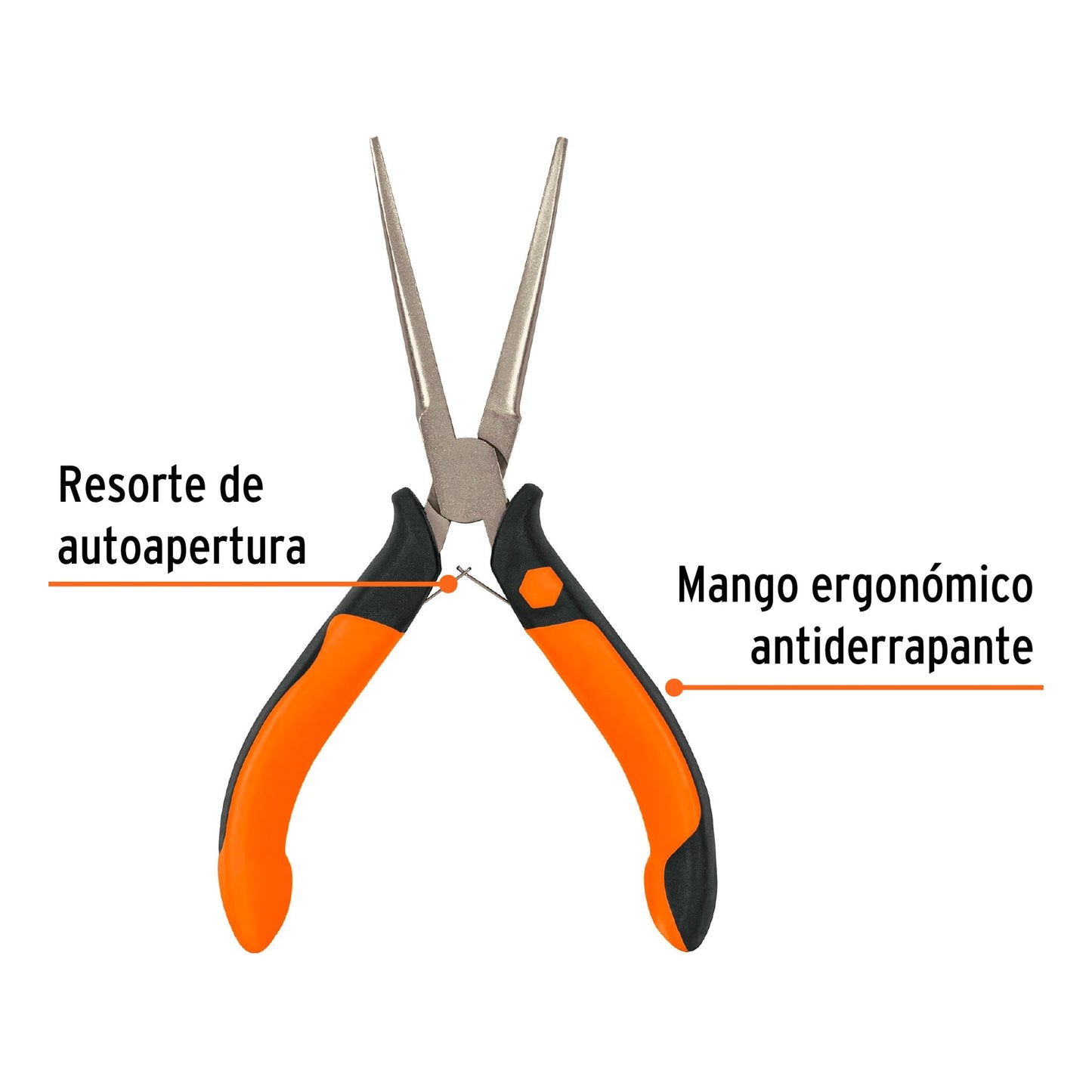 Pinza miniatura punta de aguja 5", mango comfort grip