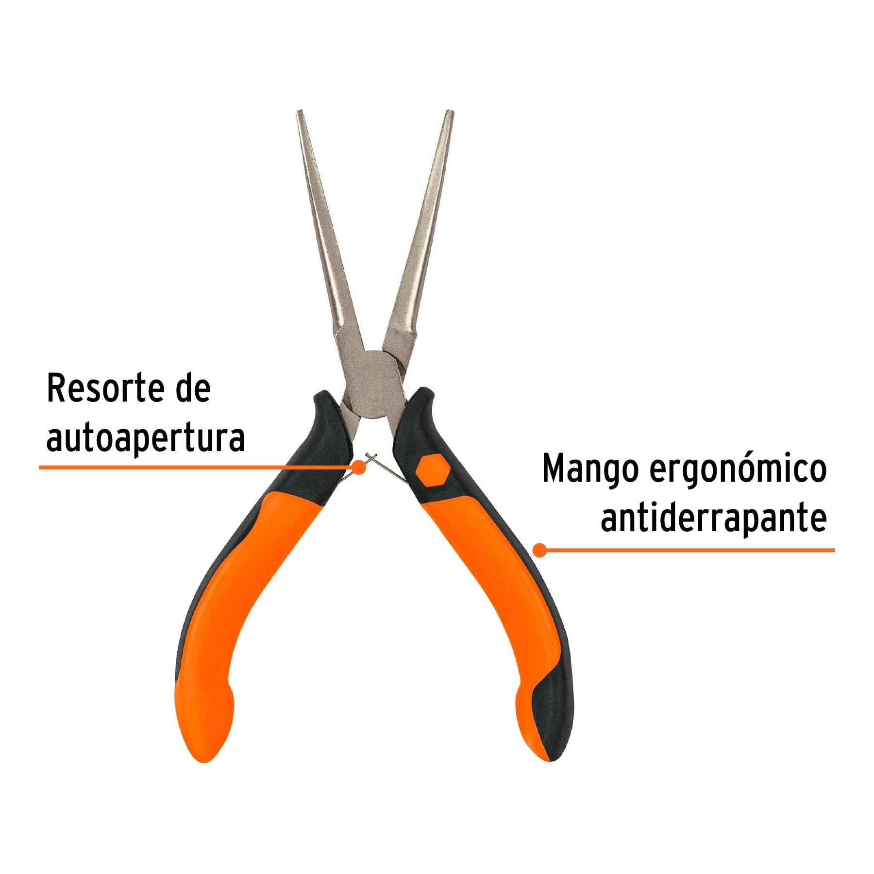 Pinza miniatura punta de aguja 5", mango comfort grip