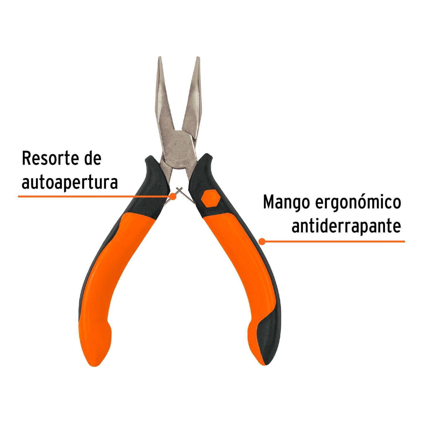 Pinza de punta curva 5", mango comfort grip