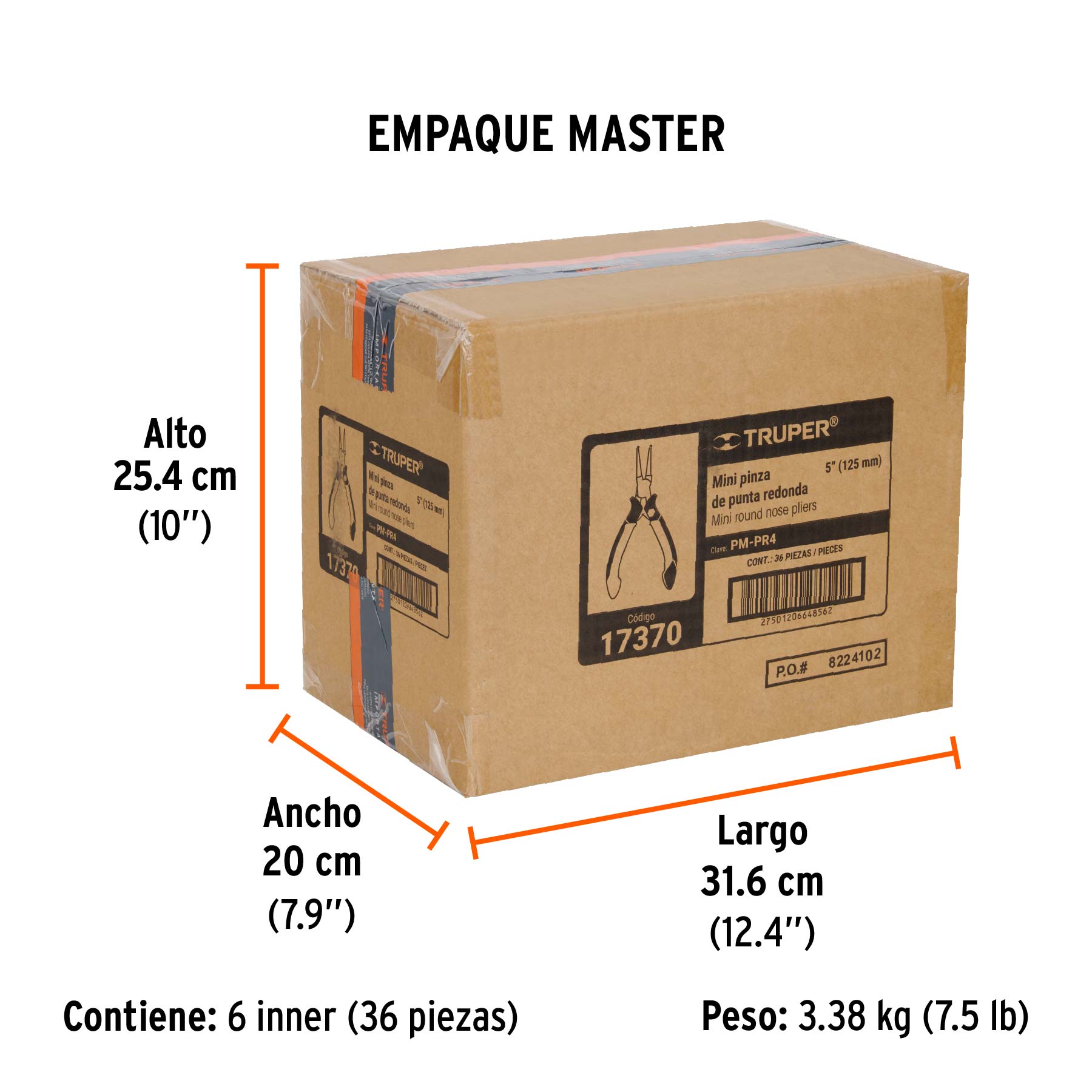 Pinza de punta redonda 5", mango comfort grip
