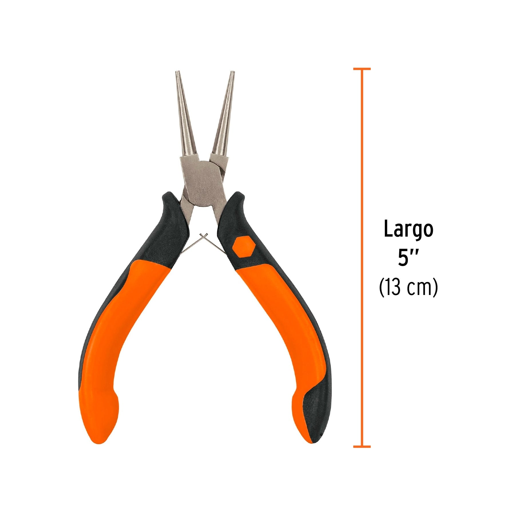 Pinza de punta redonda 5", mango comfort grip