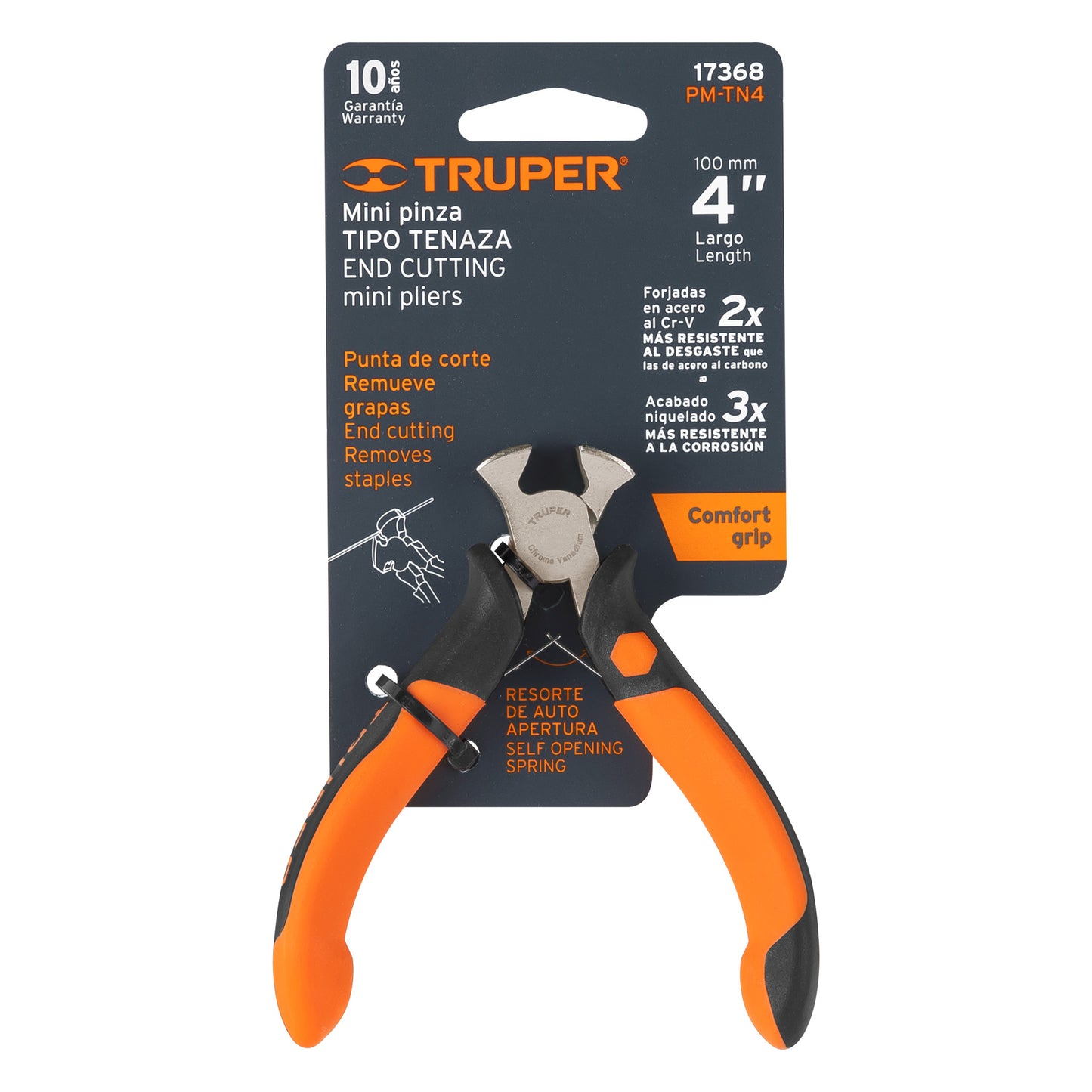 Pinza miniatura tipo tenaza 4", mango comfort grip