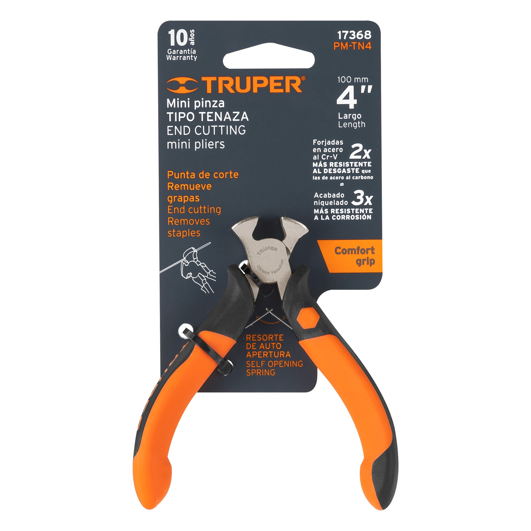 Pinza miniatura tipo tenaza 4", mango comfort grip