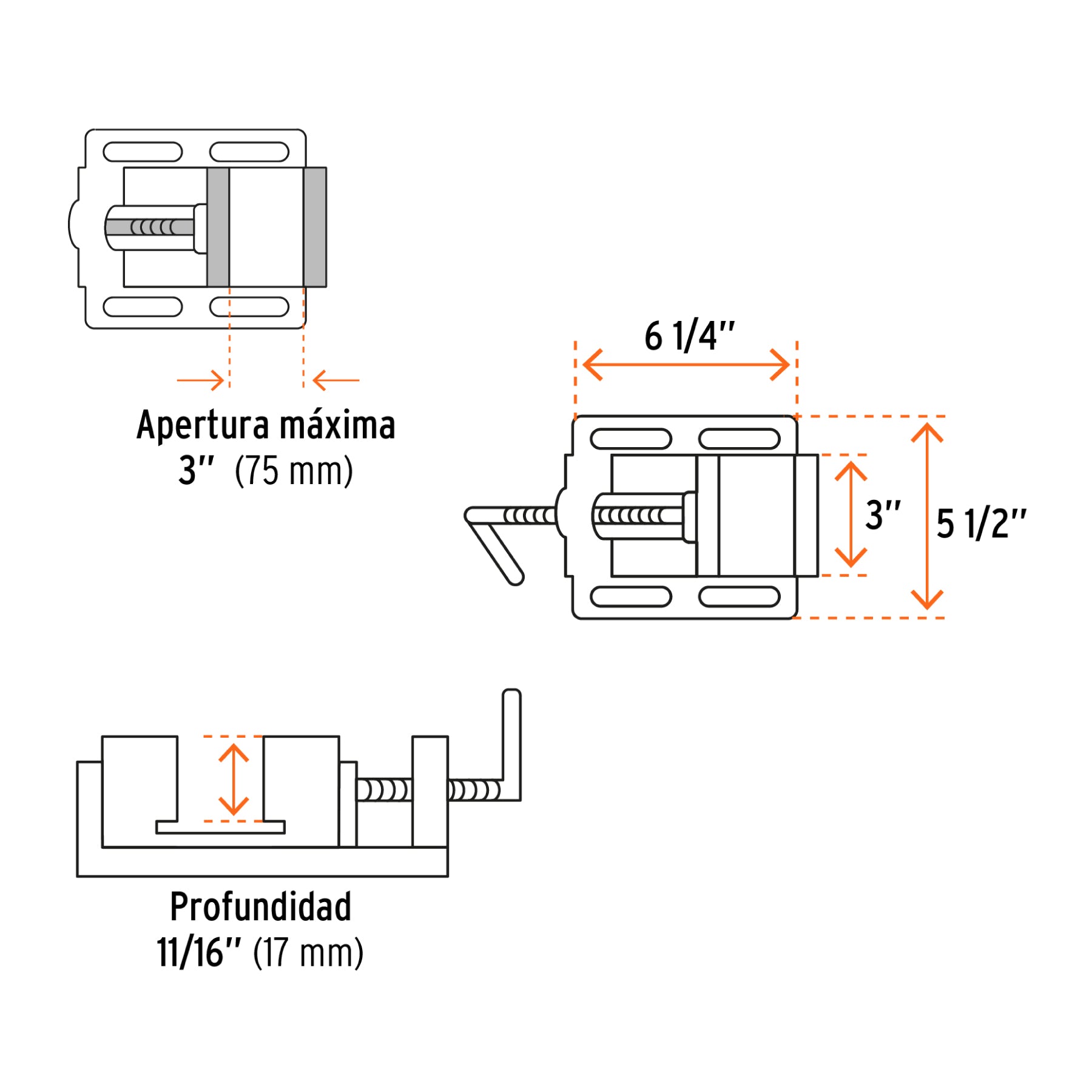 Prensa morsa plana 75 mm, Truper