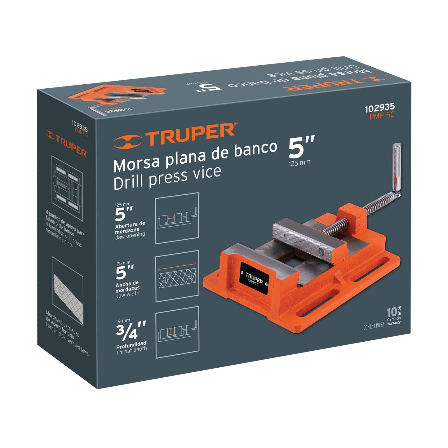 Prensa morsa plana 125 mm, Truper