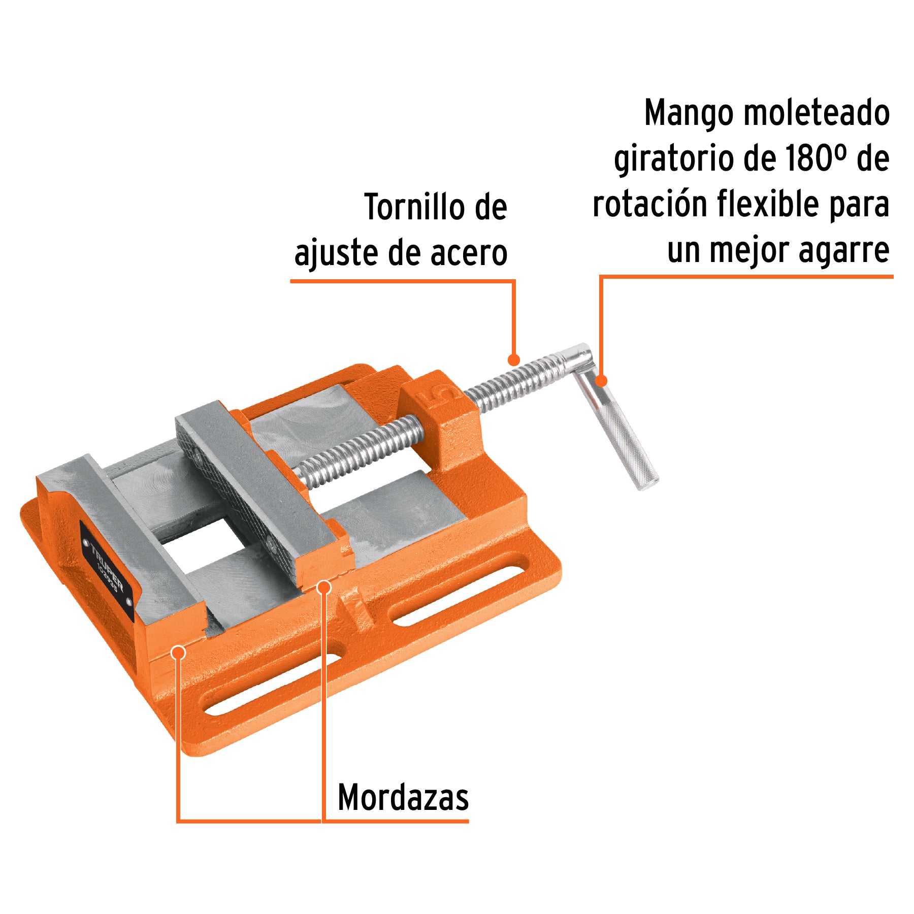 Prensa morsa plana de banco, apertura 5", TRUPER
