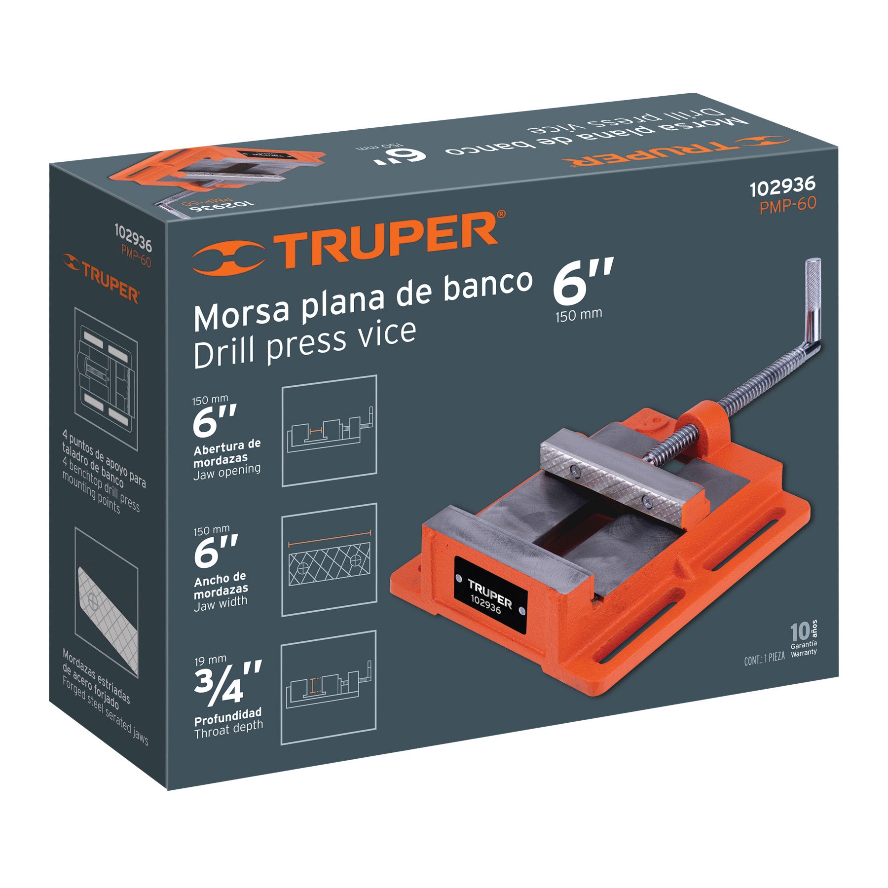 Prensa morsa plana 150 mm, Truper