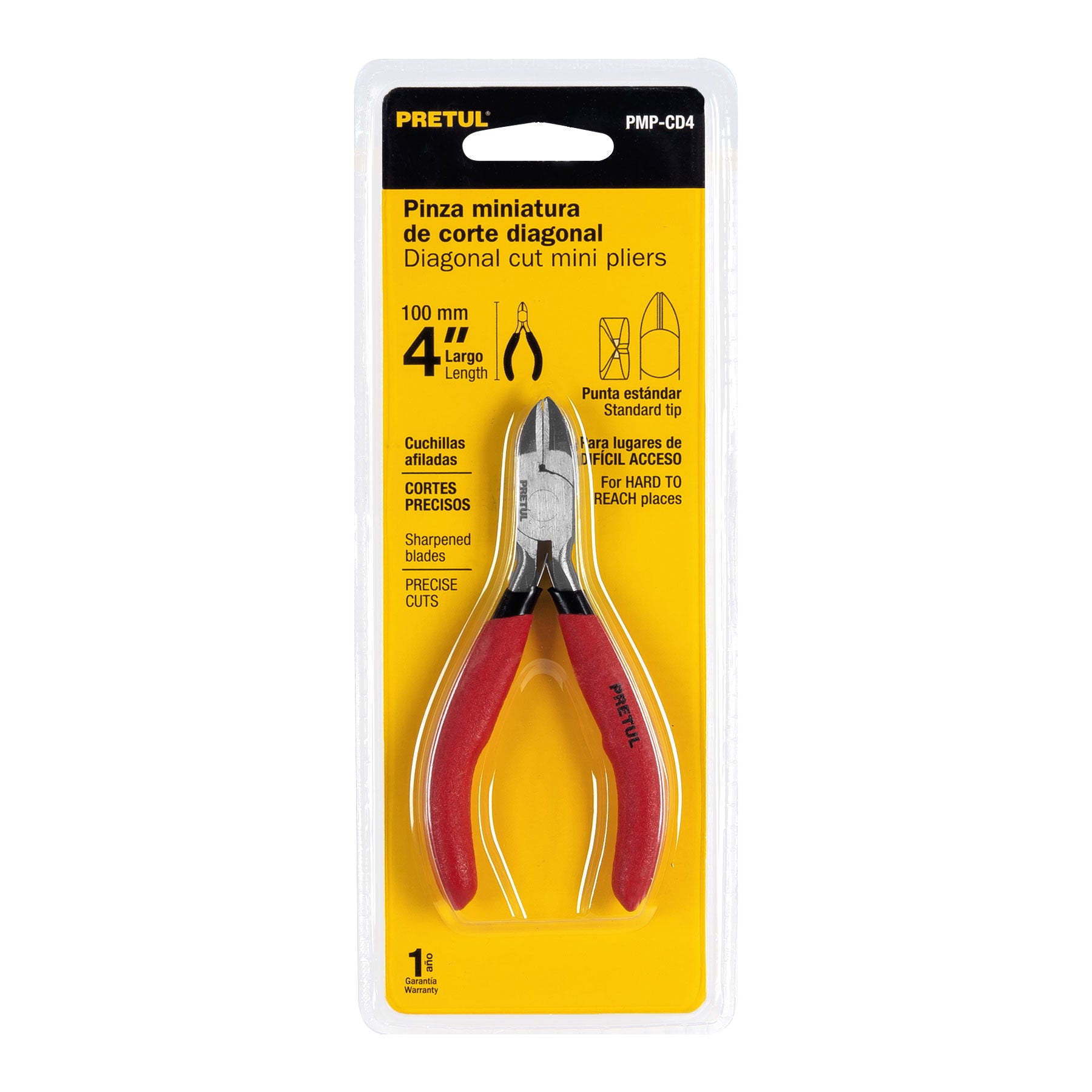 Pinza miniatura corte diagonal 4", pretul
