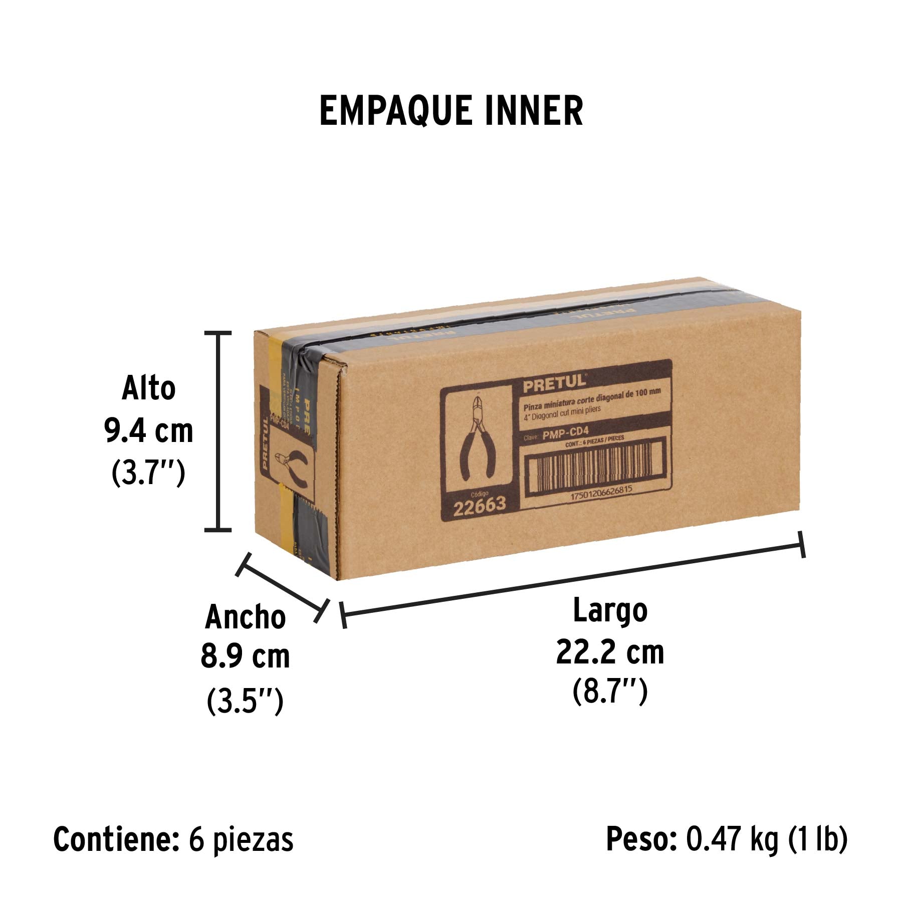 Pinza miniatura corte diagonal 4", pretul