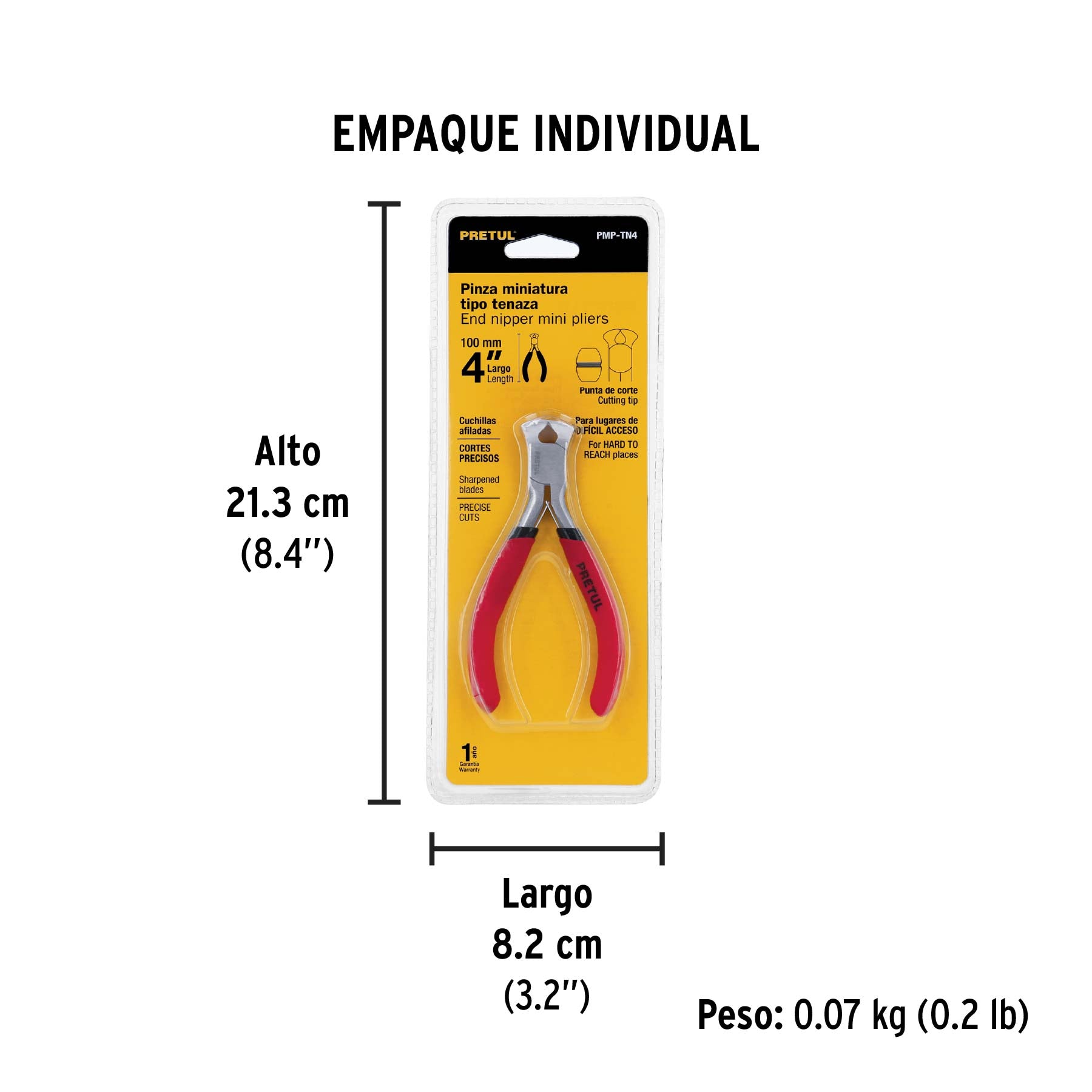 Pinza miniatura, pretul, tipo tenaza, 4"