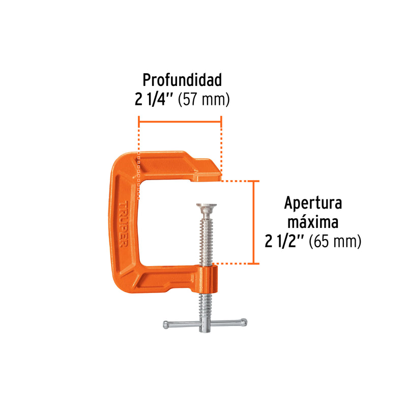 Prensa de hierro nodular, 2-1/2", garganta profunda