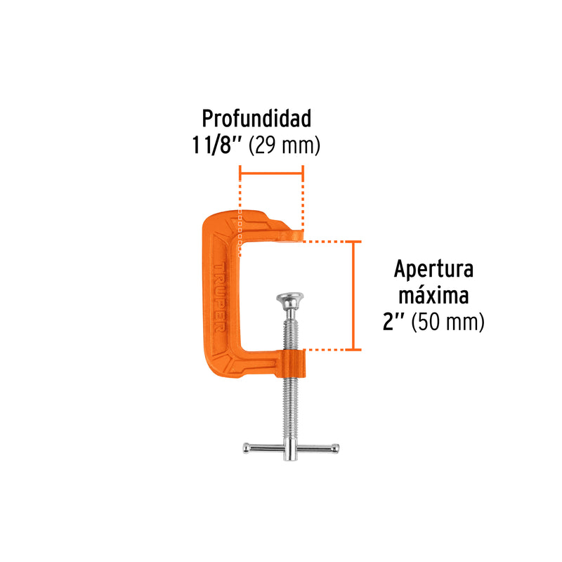 Prensa de hierro nodular para carpintería, 2"