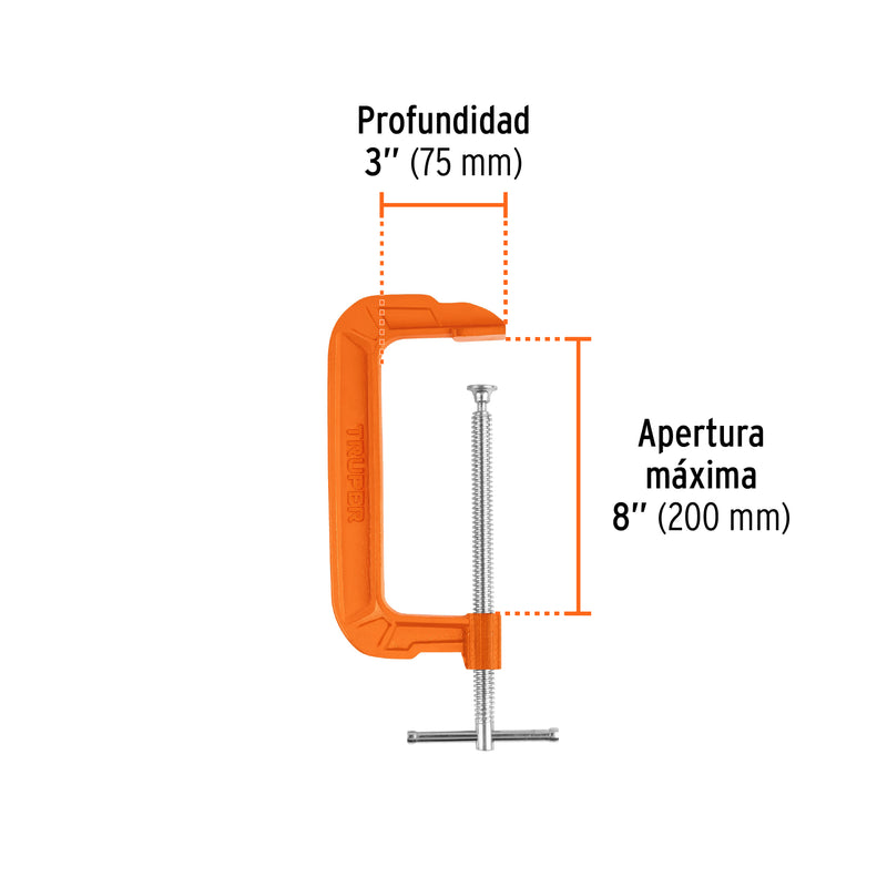 Prensa de hierro nodular para carpintería, 8"