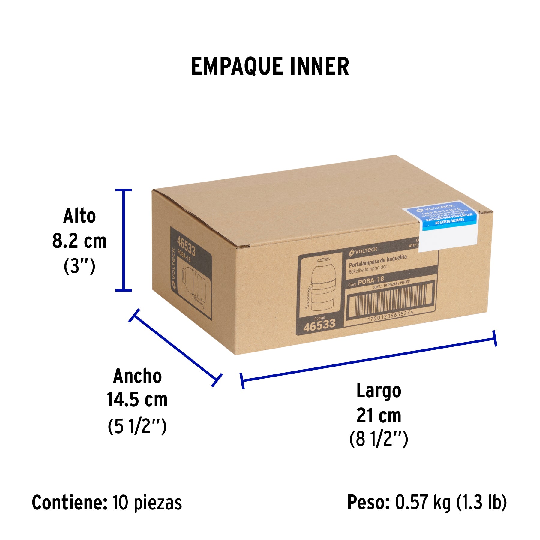 Portalámpara de baquelita, con interruptor de cadena,Volteck
