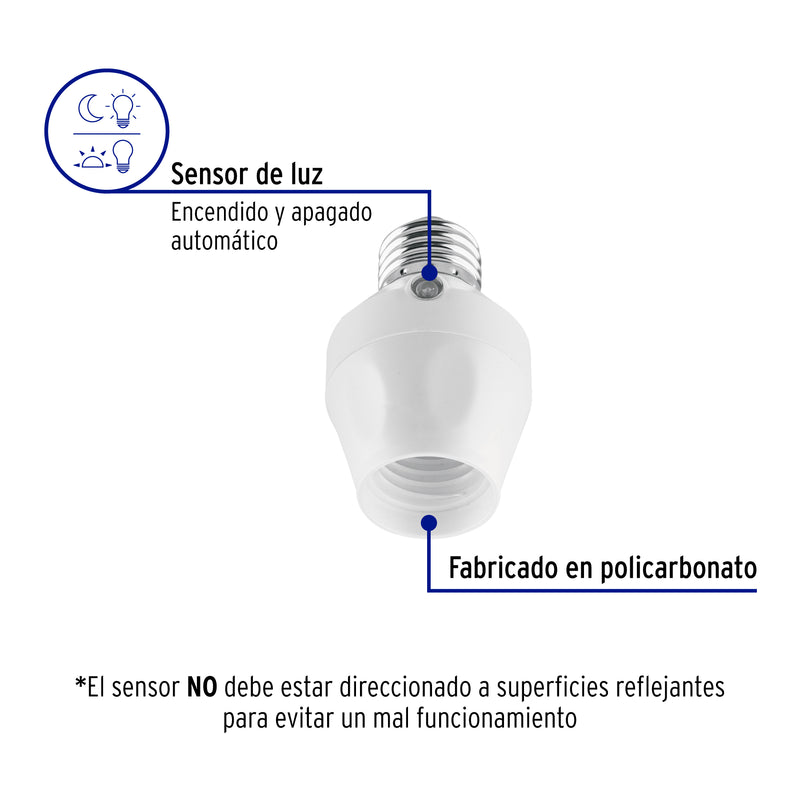 Portalámpara de policarbonato, con sensor de luz, 360°