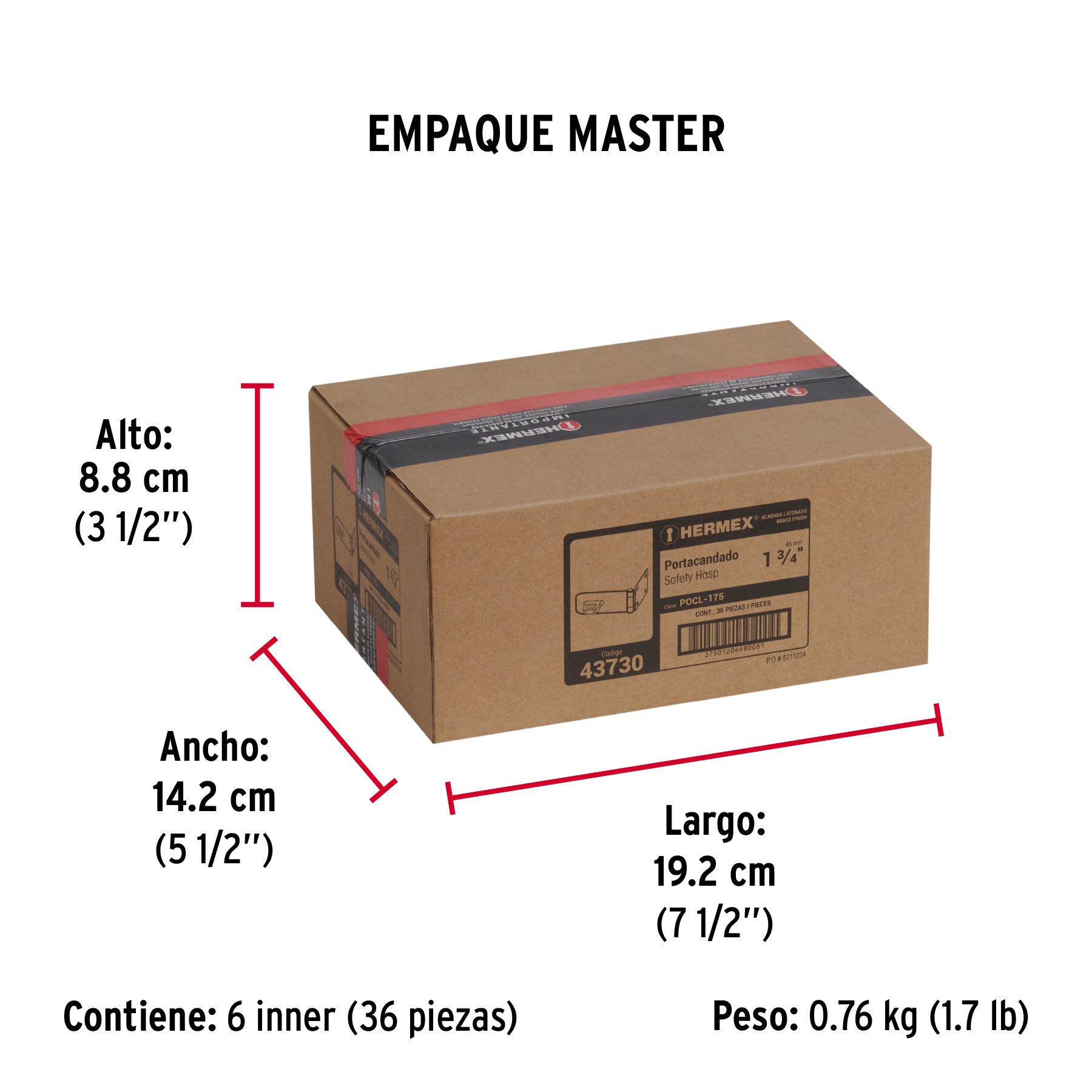 Portacandado latonado 1-3/4"