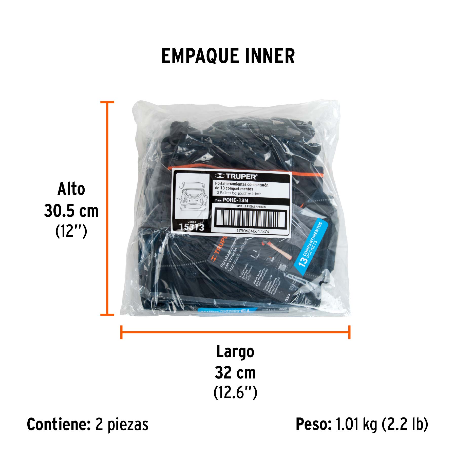 Porta herramientas de poliéster, 13 compartimentos