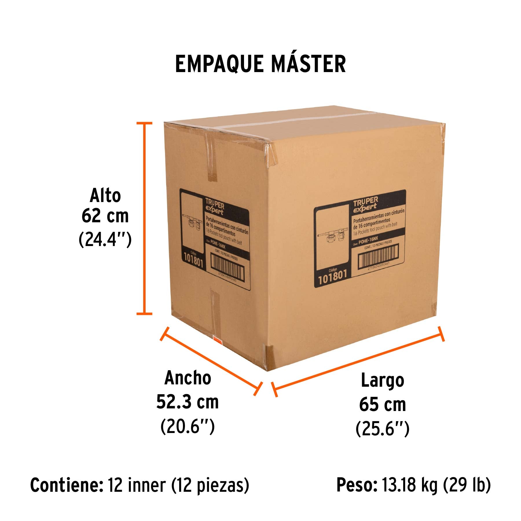 Porta herramientas de poliéster, 16 compartimentos, Expert