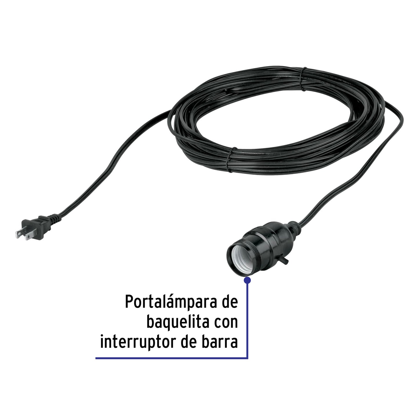 Extensión con portalámpara, 10 metros