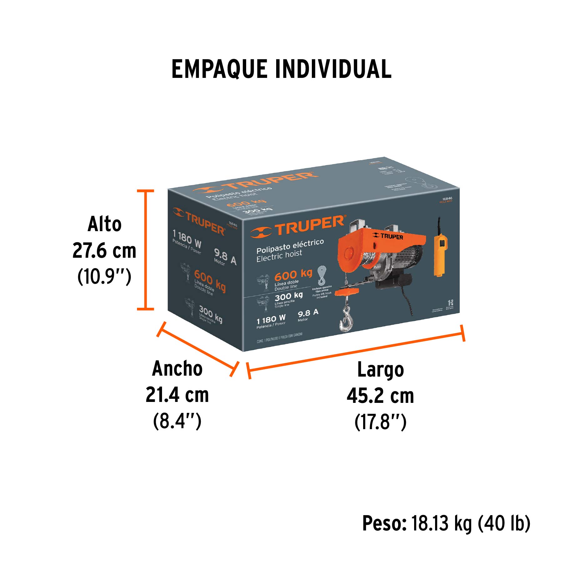 Polipasto eléctrico, 600 kg