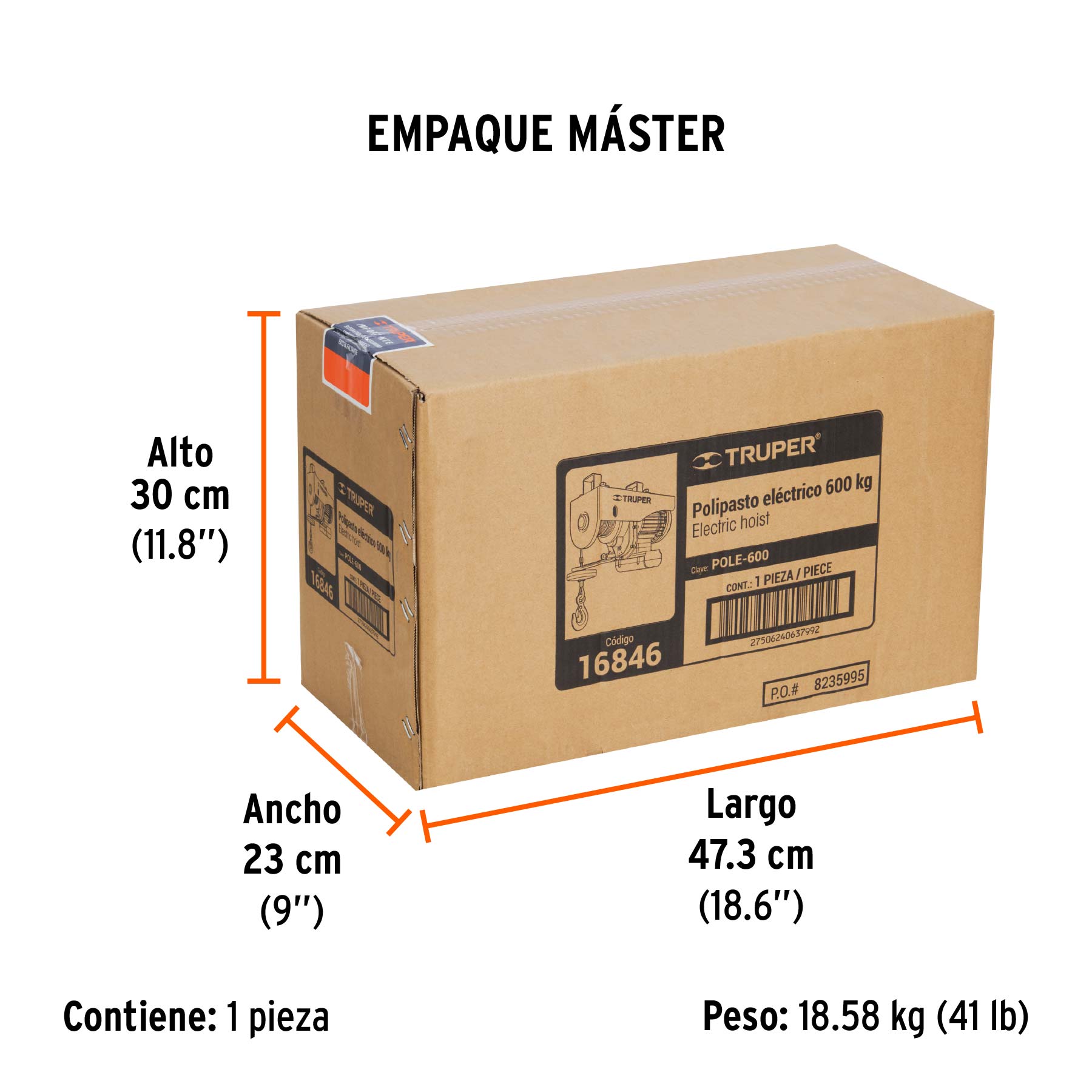 Polipasto eléctrico, 600 kg