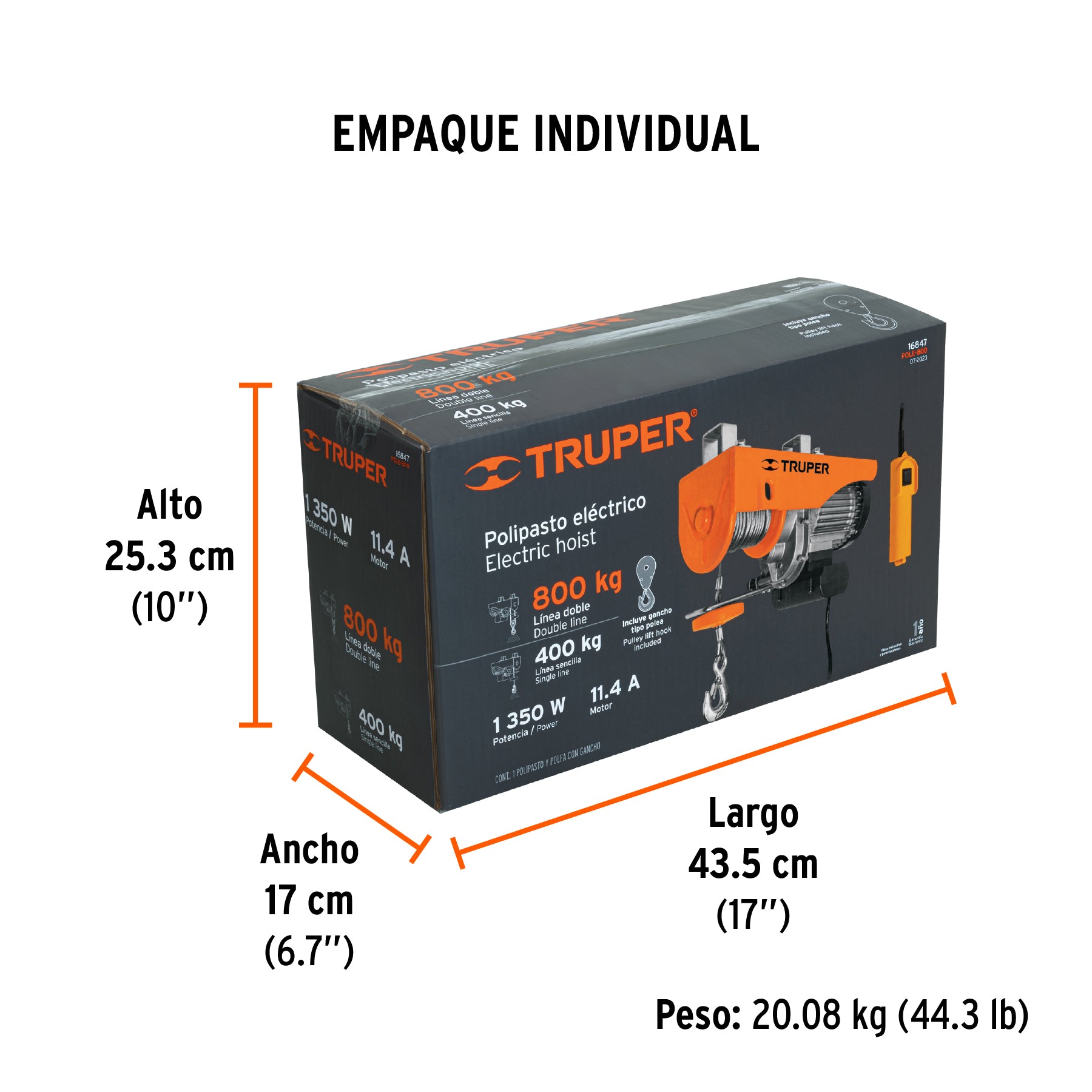 Polipasto eléctrico, 800 kg