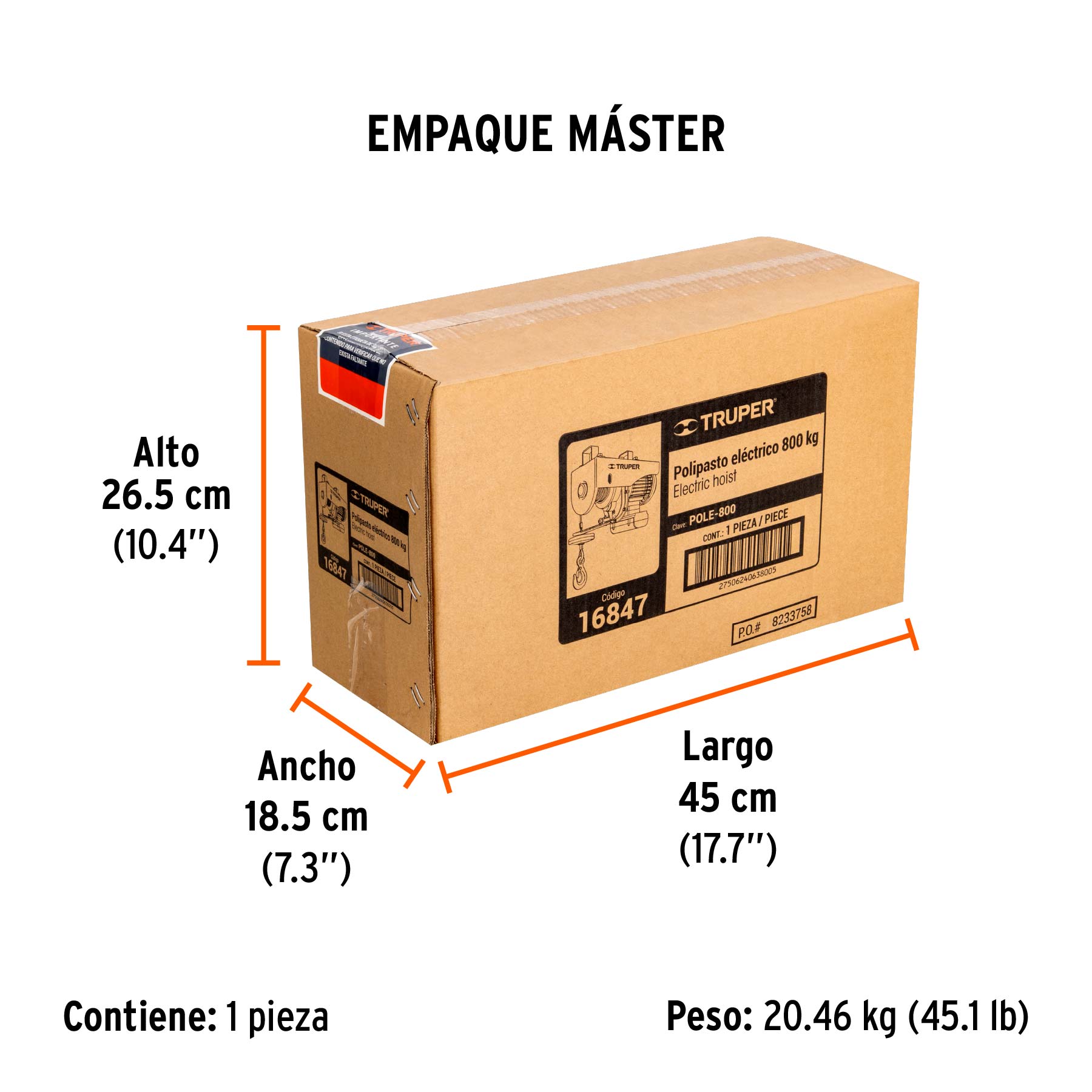 Polipasto eléctrico, 800 kg