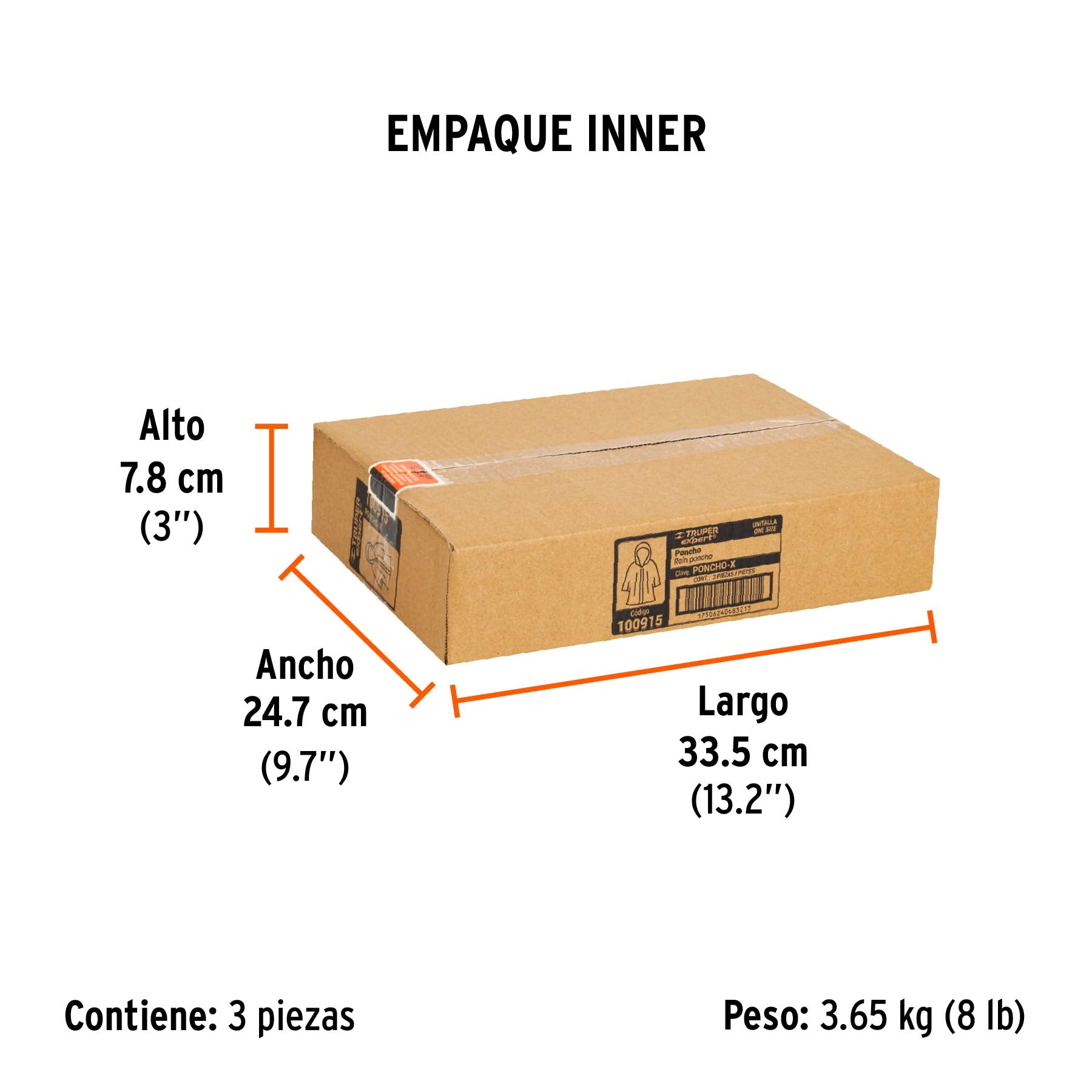 Poncho unitalla, PVC/poliéster, espesor 0.35mm,Truper Expert