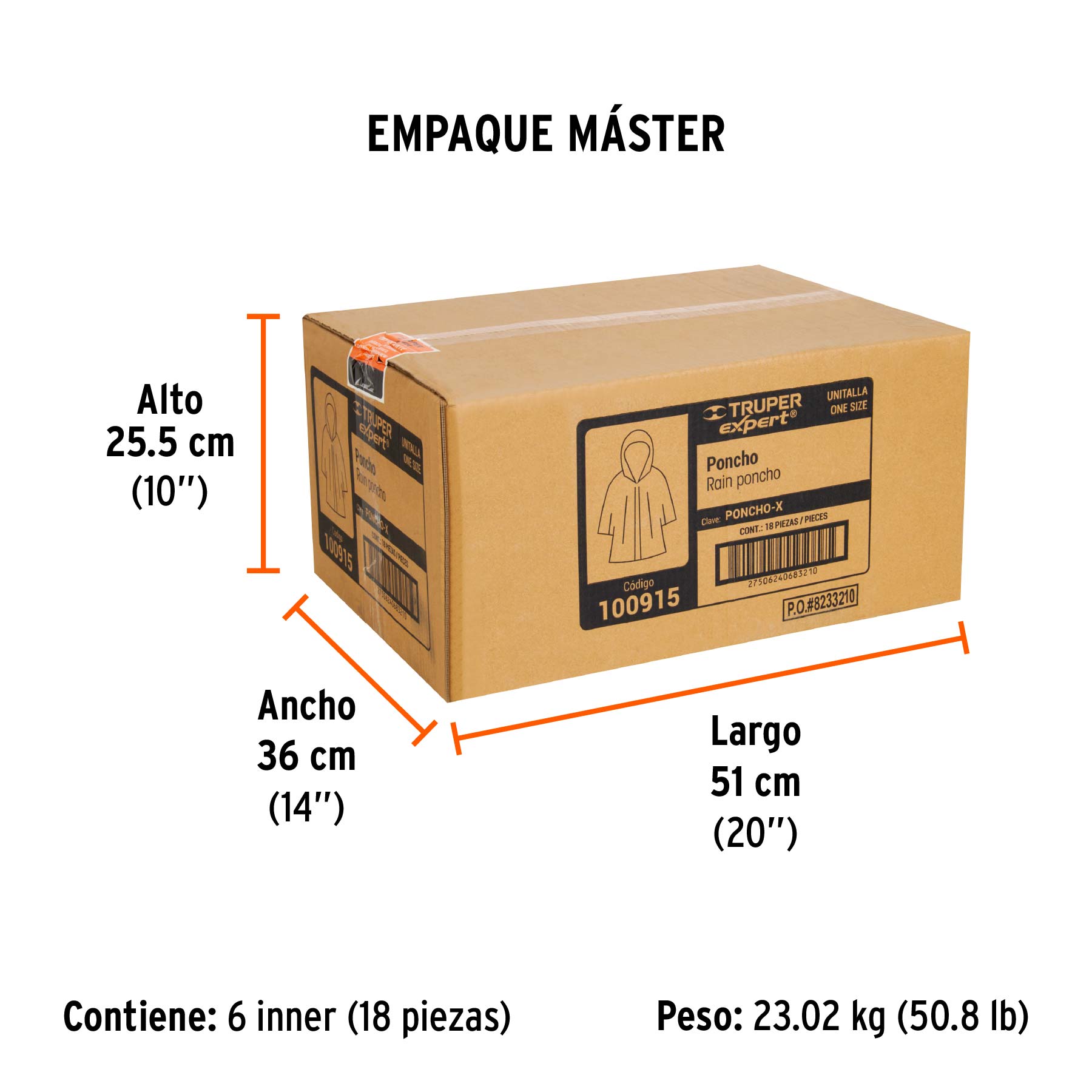Poncho unitalla, PVC/poliéster, espesor 0.35mm,Truper Expert