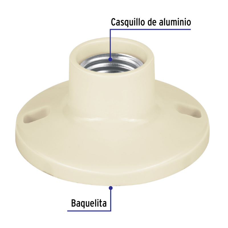 Portalámpara de baquelita, 3-1/2", Volteck