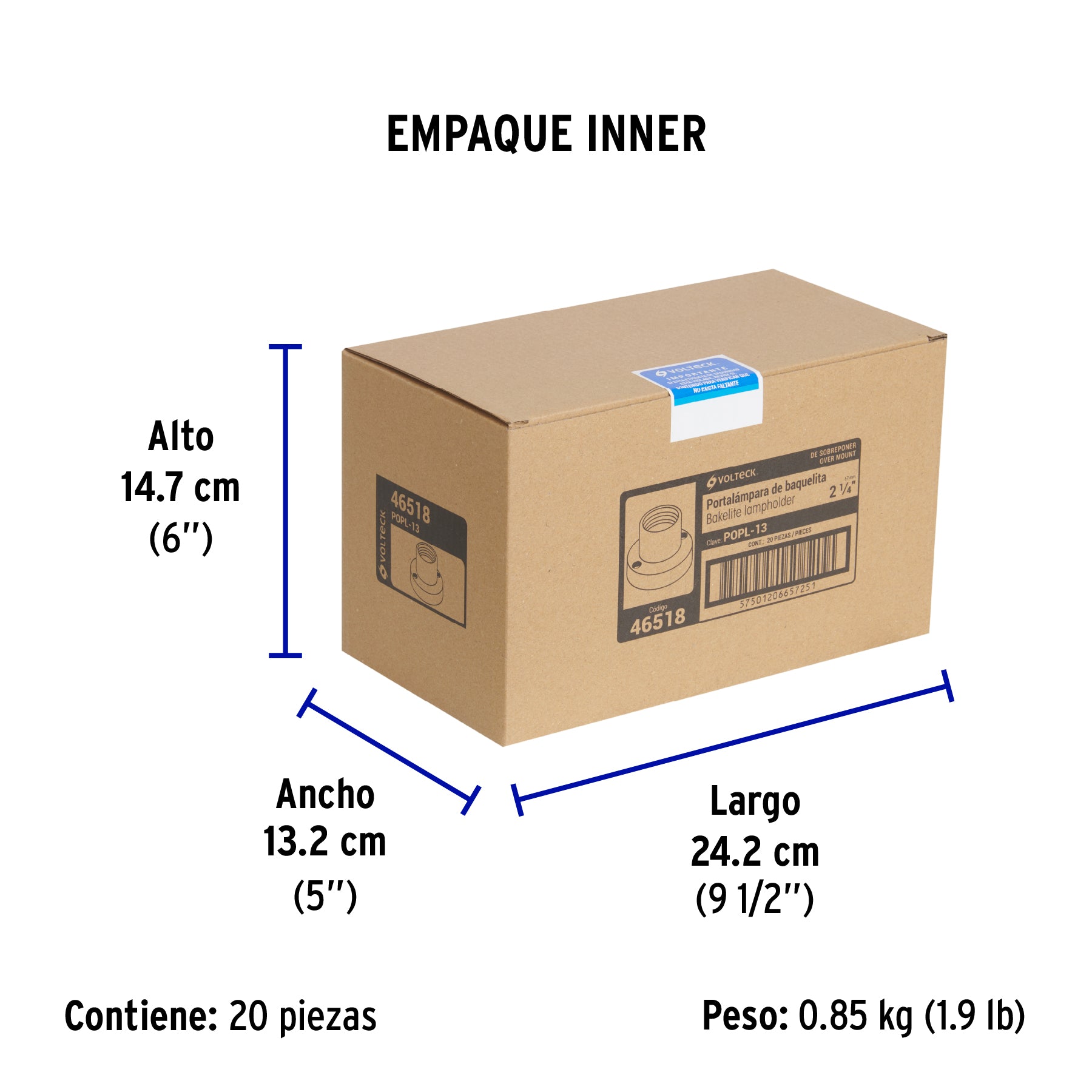 Portalámpara de baquelita, 2-1/4", Volteck