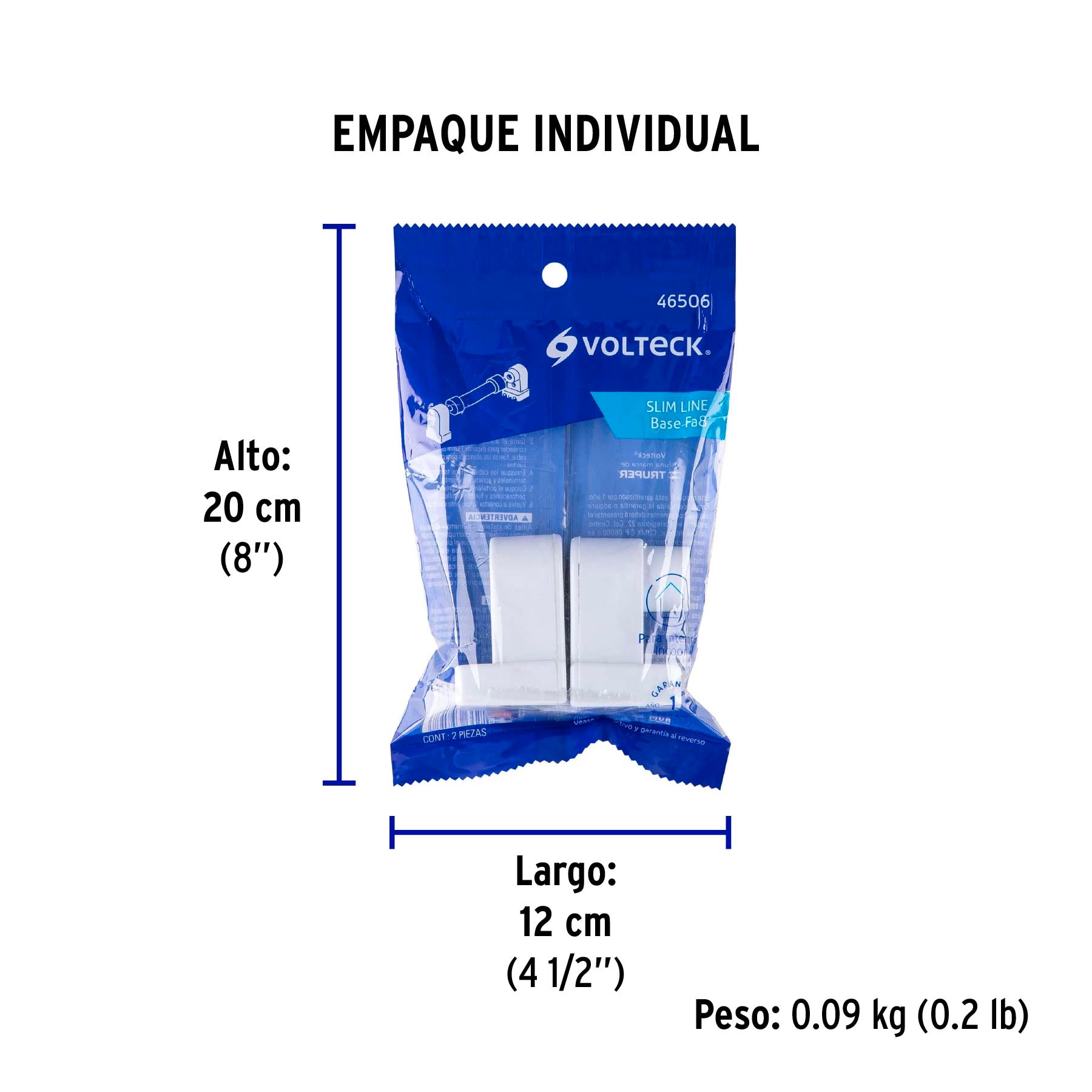 Portalámpara de plástico, slim line, bolsa 2 pzas, Volteck