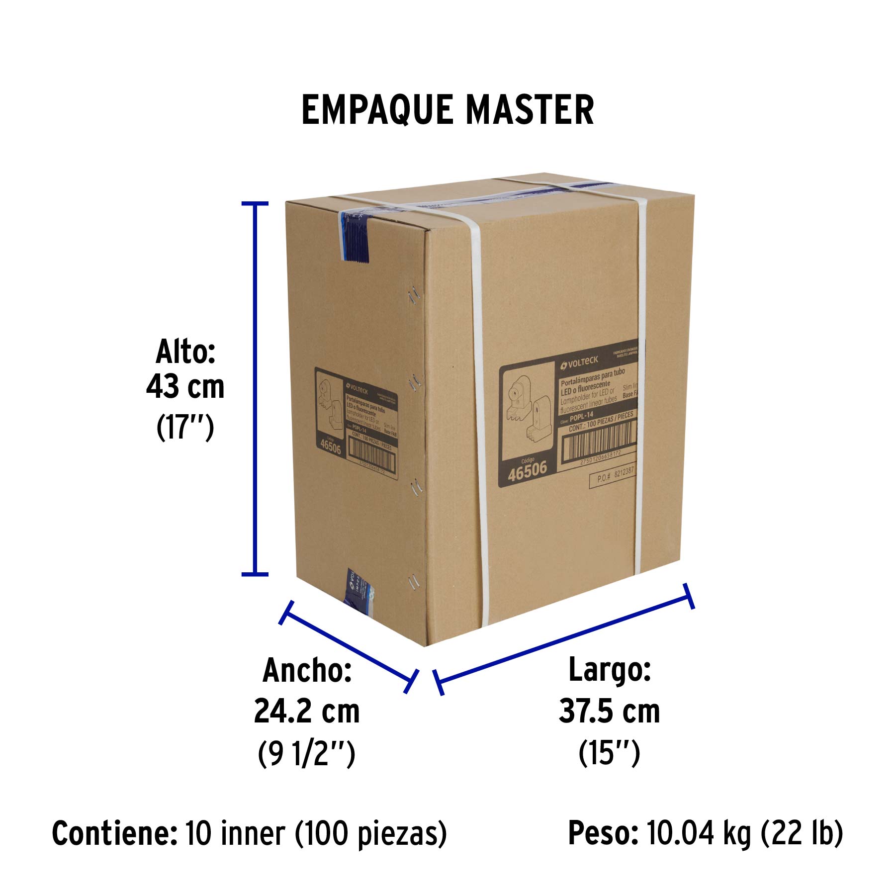 Portalámpara de plástico, slim line, bolsa 2 pzas, Volteck