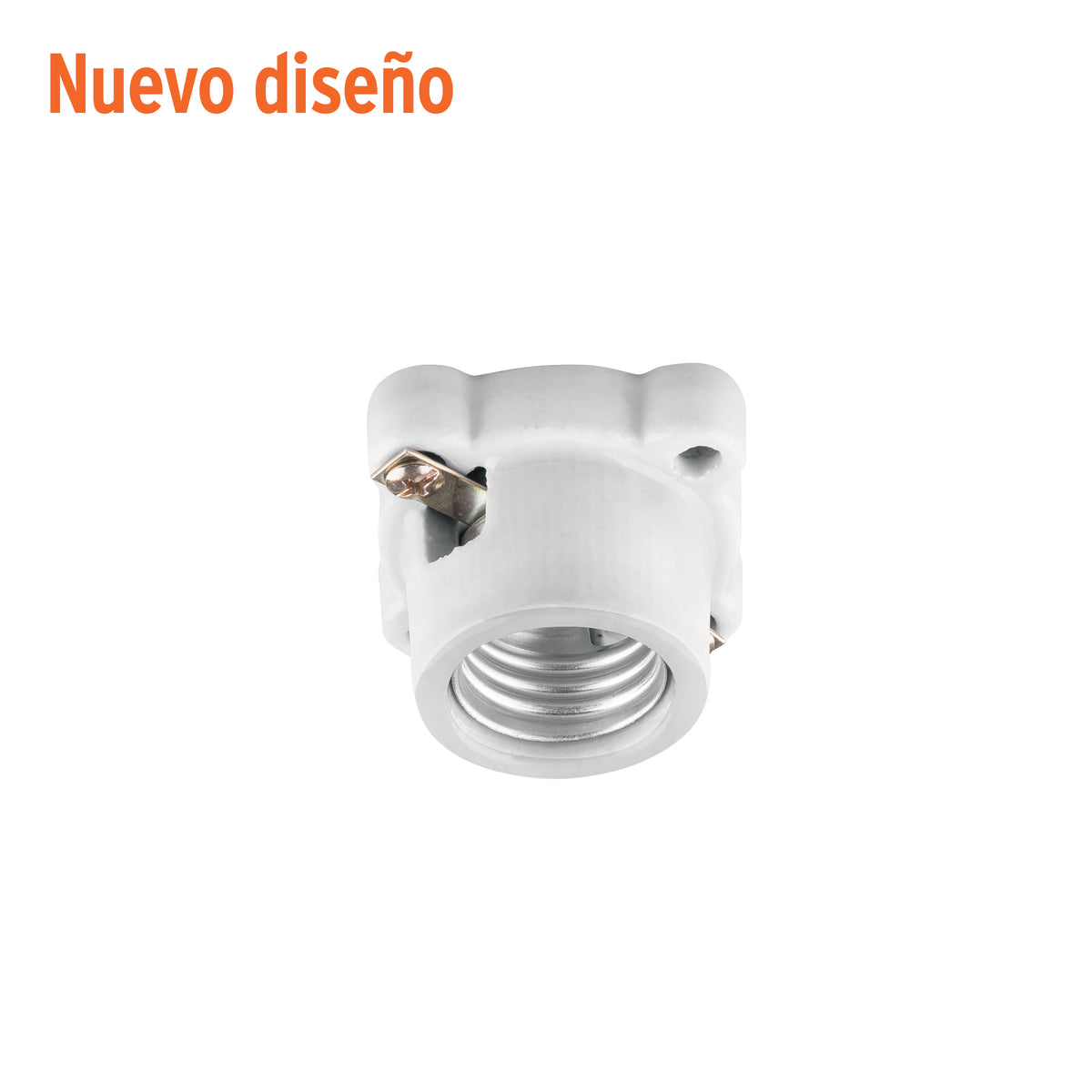Portalámpara de porcelana, cuadrado, Volteck