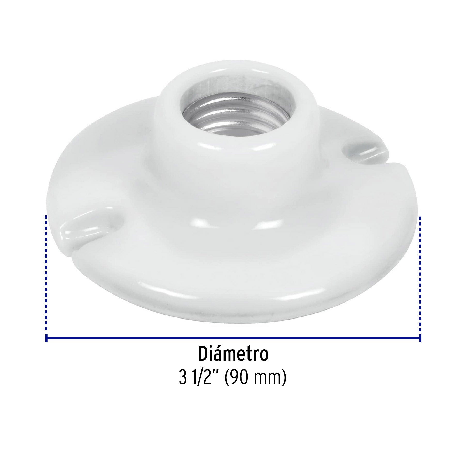 Portalámpara de porcelana, 3-1/2", circular, Volteck
