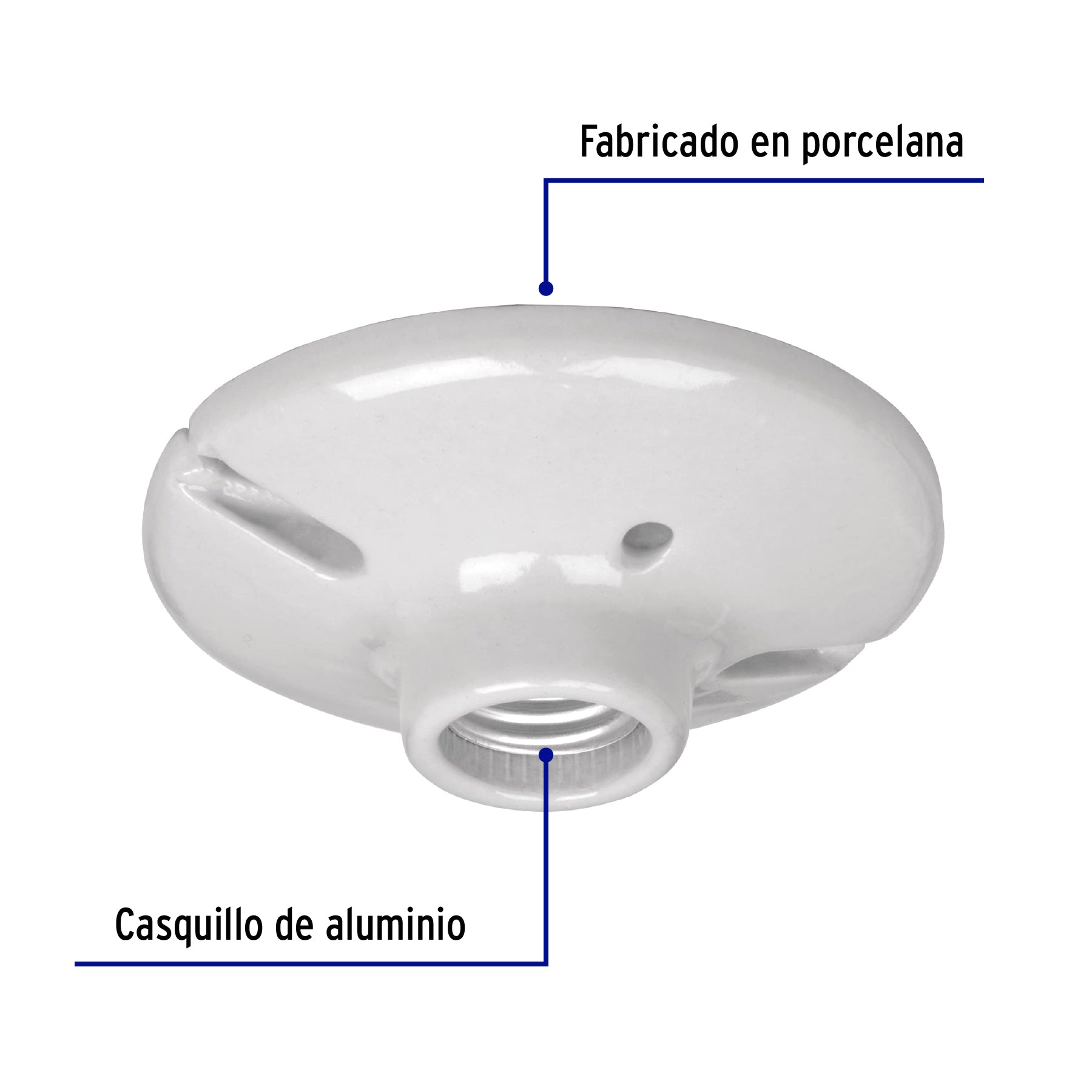 Portalámpara de porcelana, 4-1/2', redonda, a granel Volteck