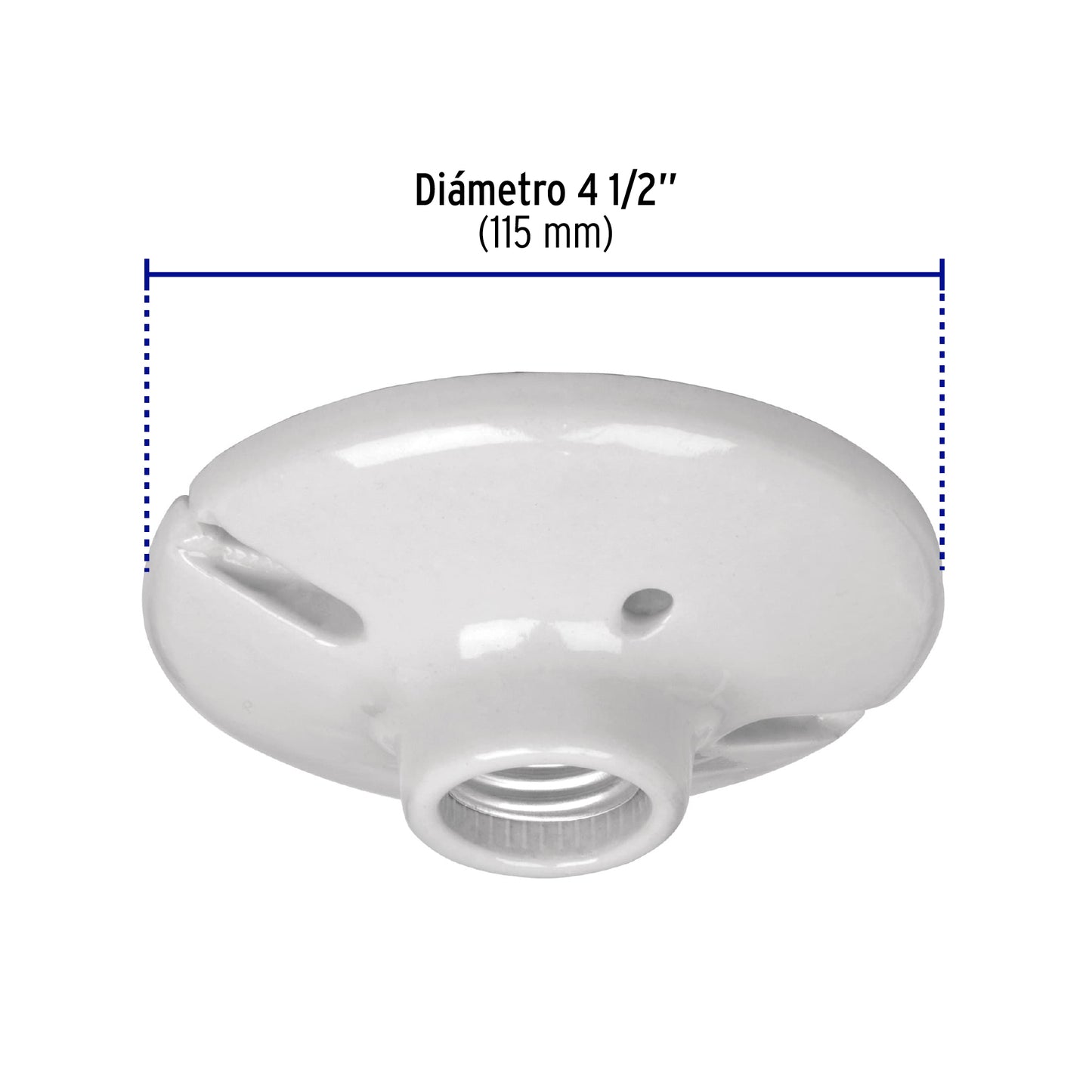 Portalámpara de porcelana, 4-1/2', redonda, a granel Volteck