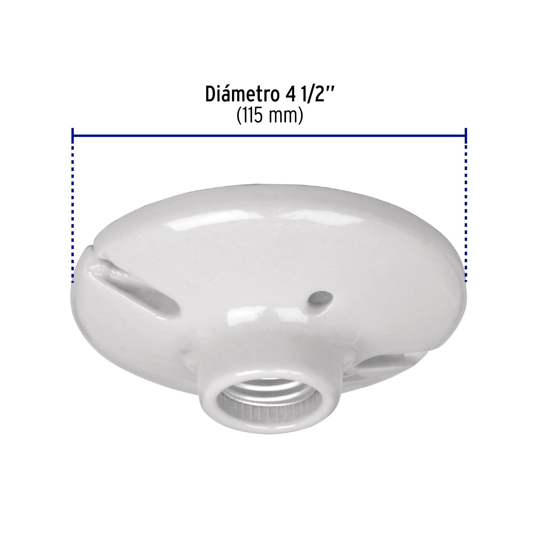 Portalámpara de porcelana, 4-1/2', redonda, a granel Volteck