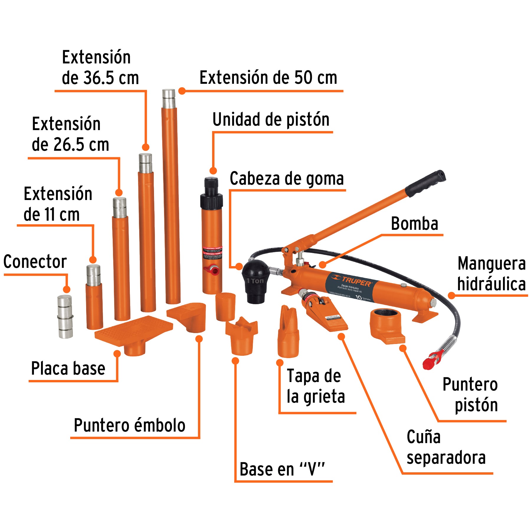 Porto power hidráulico, 10 toneladas