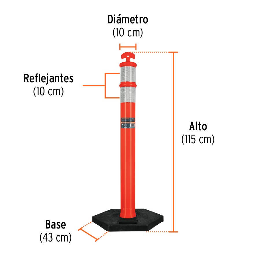 Poste delimitador con banda reflejante